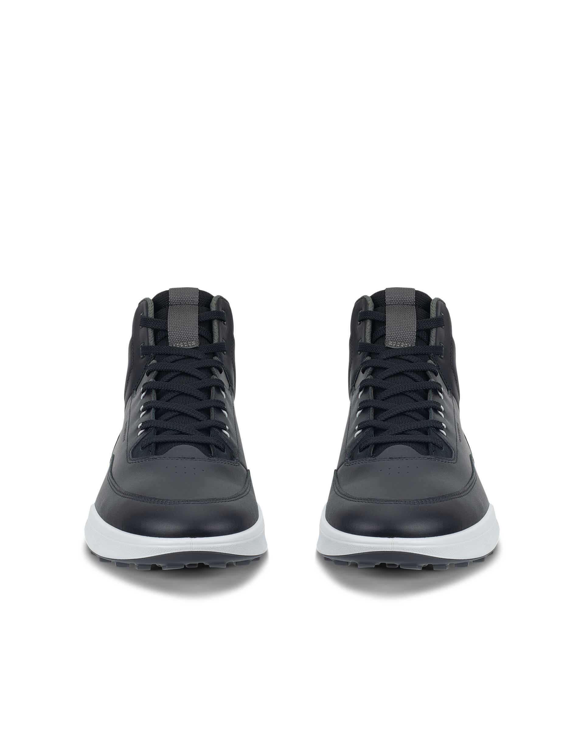Men's ECCO® GOLF STREET VIBE Leather Waterproof Golf Shoe - Black - Front pair