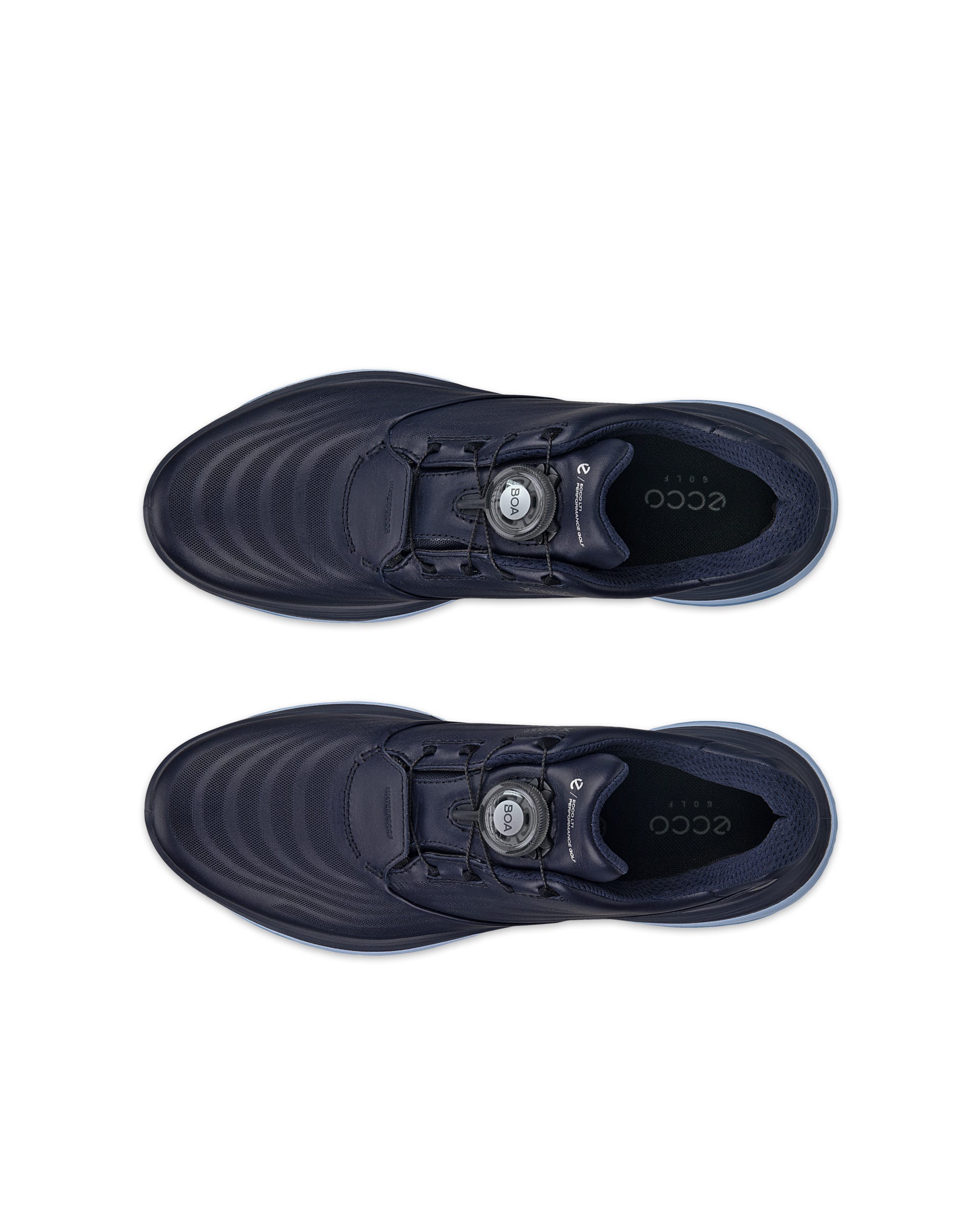 ECCO GOLF LT1 BOA WOMEN ウィメンズ レザーウォータープルーフゴルフシューズ - ブルー - Top left pair