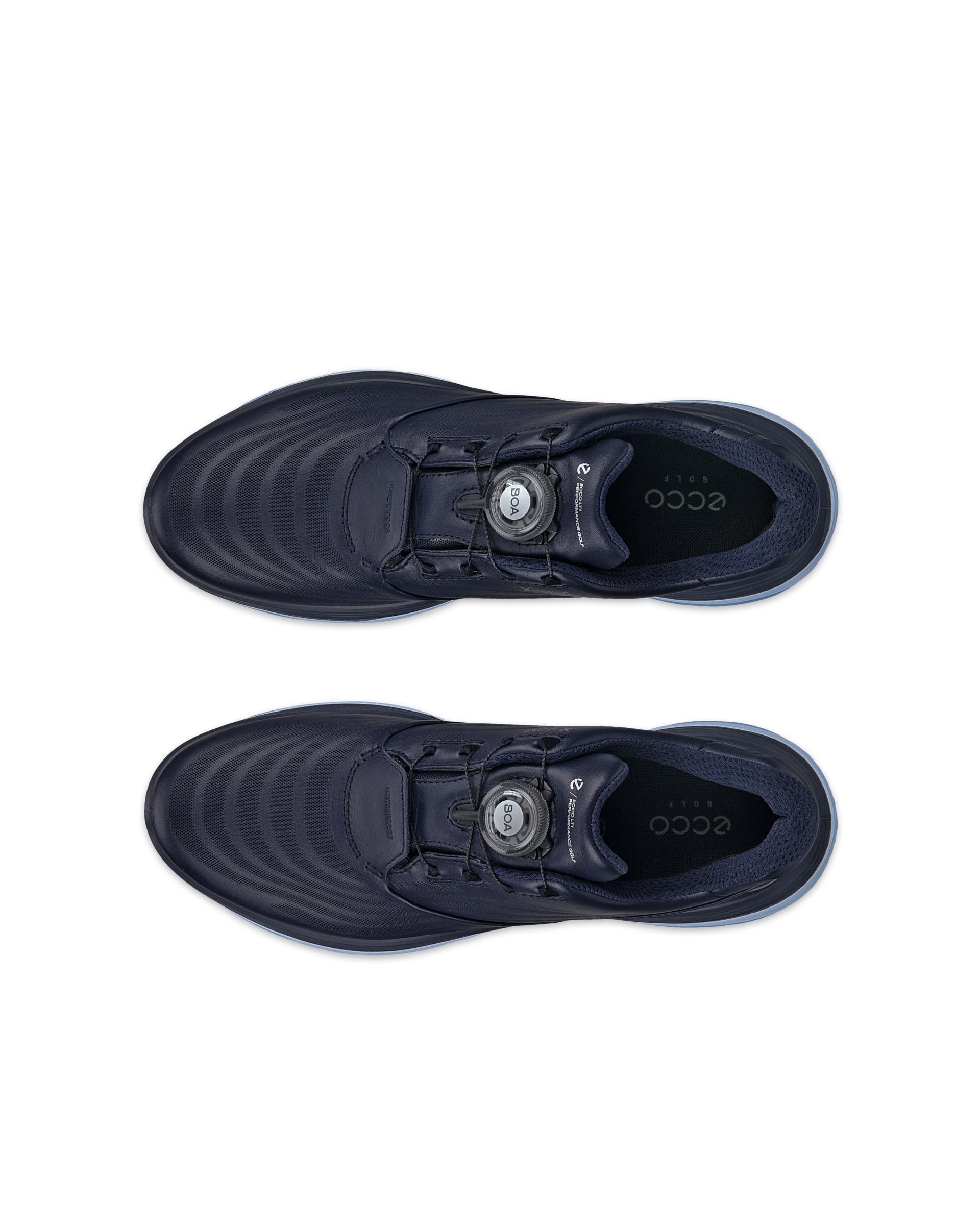 ECCO GOLF LT1 BOA WOMEN ウィメンズ レザーウォータープルーフゴルフシューズ - ブルー - Top left pair