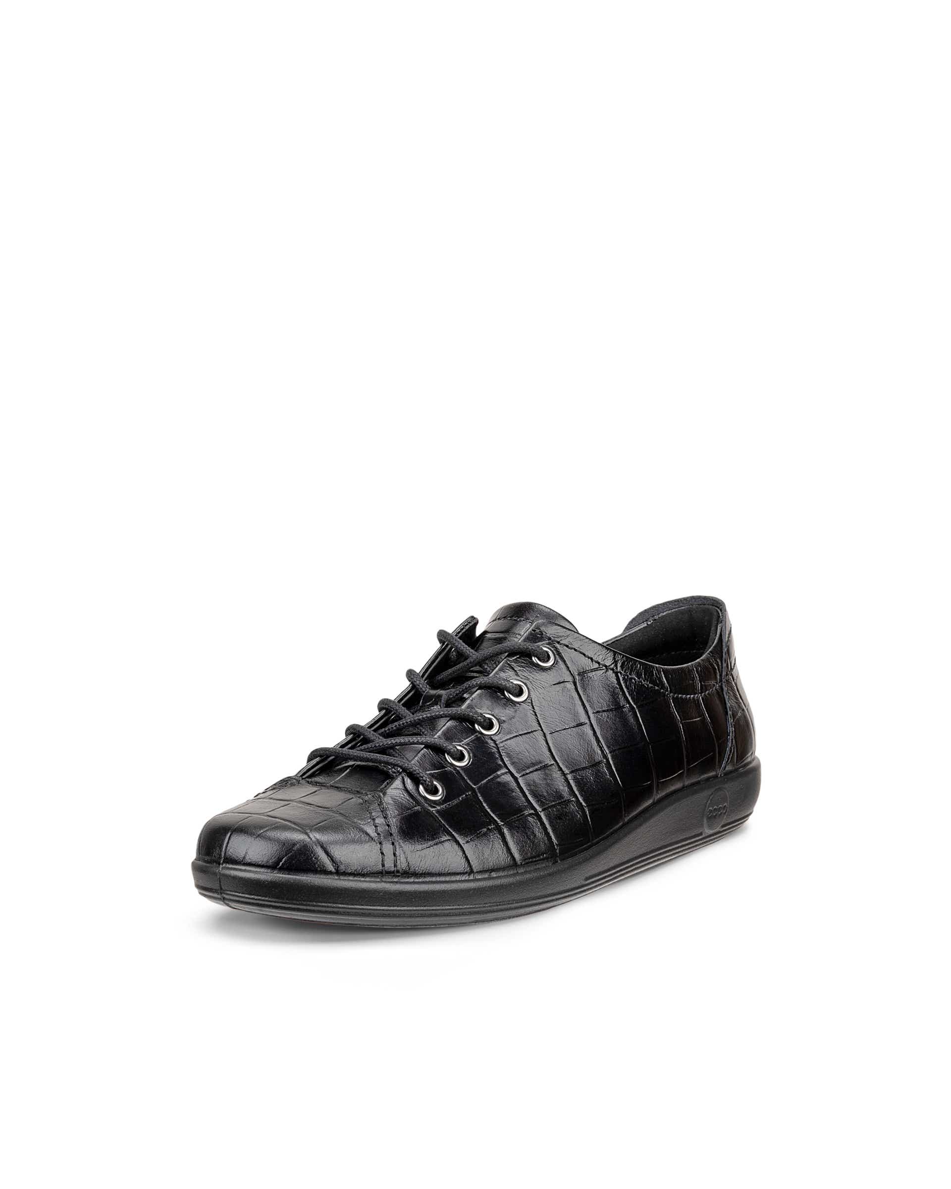 Women's ECCO® SOFT 2.0 Leather Lace-Up Shoe - Black - Main