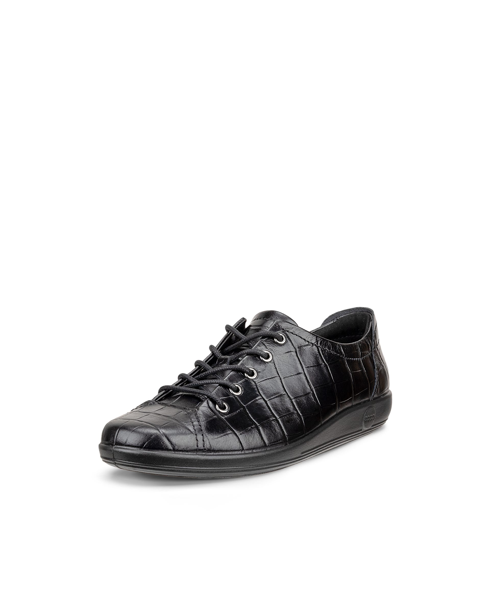 Women's ECCO® SOFT 2.0 Leather Lace-Up Shoe - Black - Main