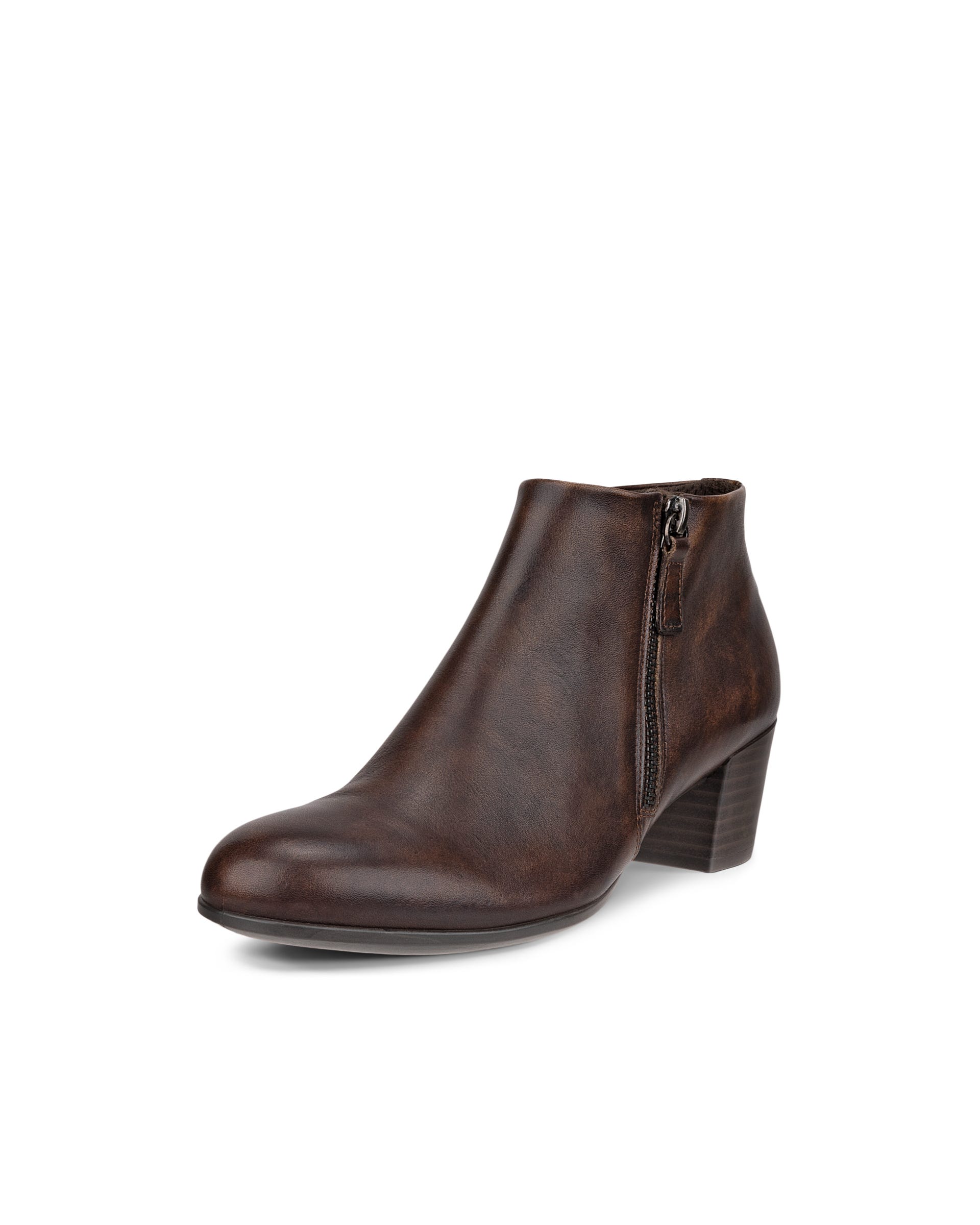 Women's ECCO® Shape 35 Leather Zippered Ankle Boot - Brown - Main