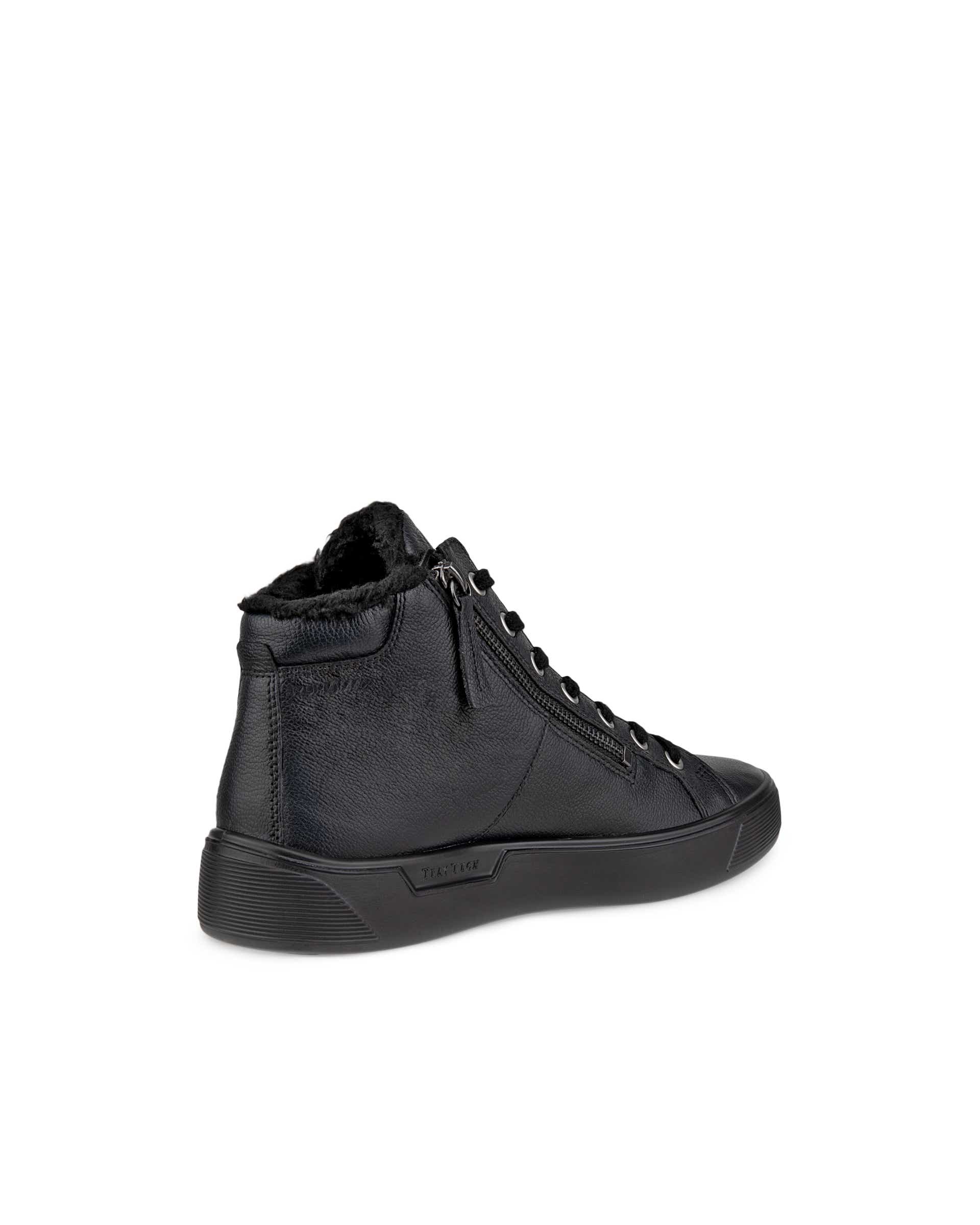 ECCO® Street Tray Dames hoge leren sneaker - Zwart - Back