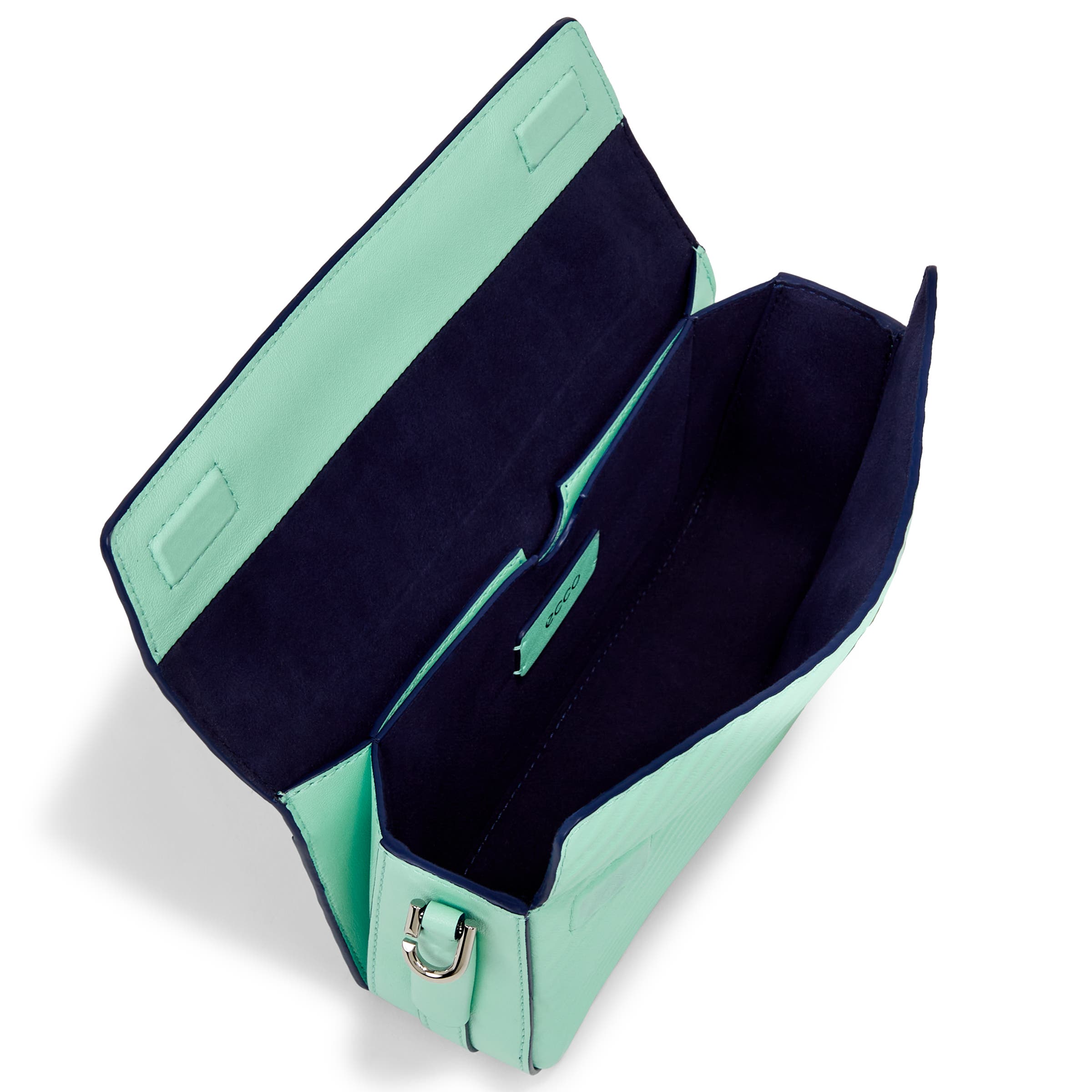 ECCO® Pinch Compact Grooved Leather Pinch Crossbody Bag - Blue - Inside