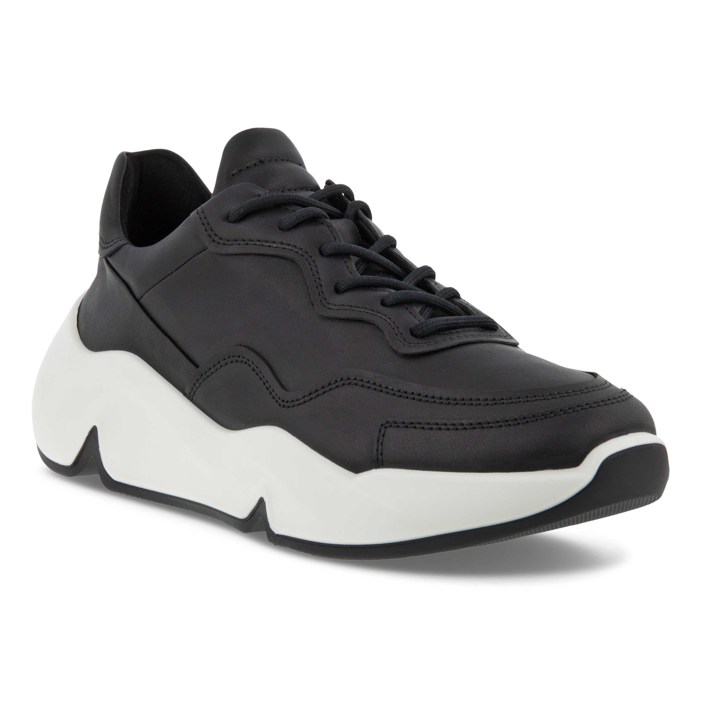 Women's ECCO® Chunky Leather Platform Sneaker - Black - Main