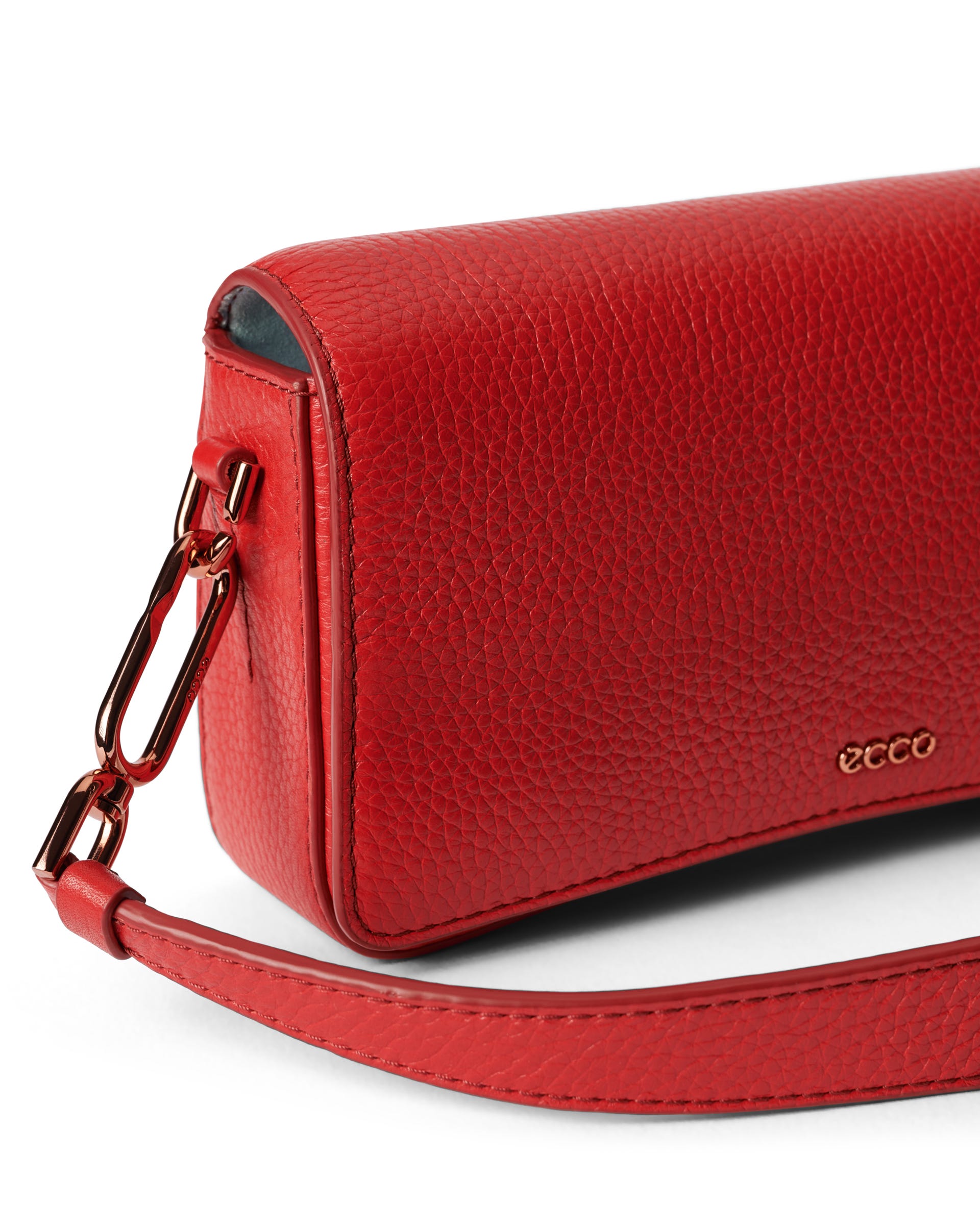 ECCO® Pinch Small Pebbled Leather Shoulder Bag - Red - Detail-1