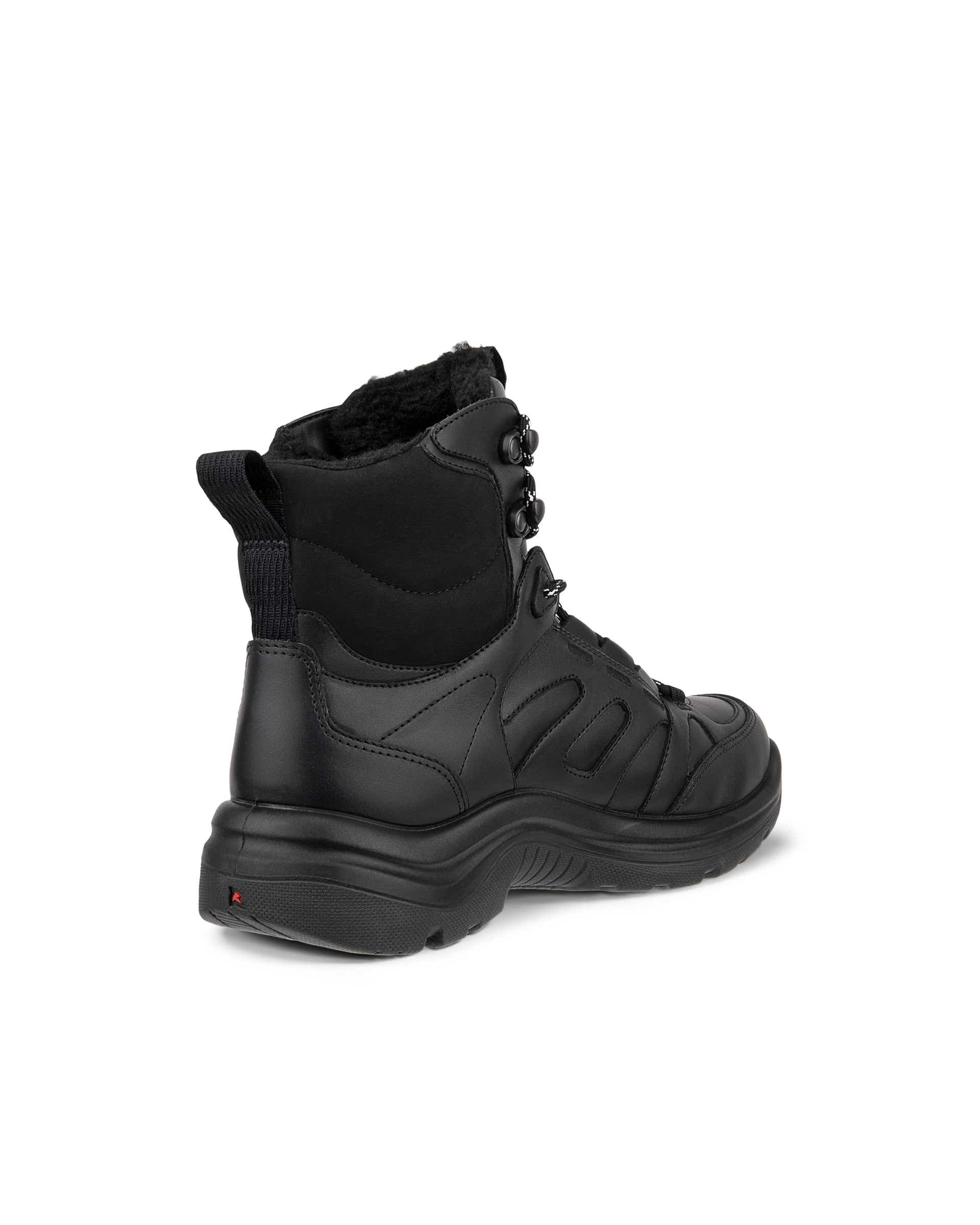 Women's ECCO® Offroad Leather Waterproof Mid-Cut Outdoor Boot - Black - Back