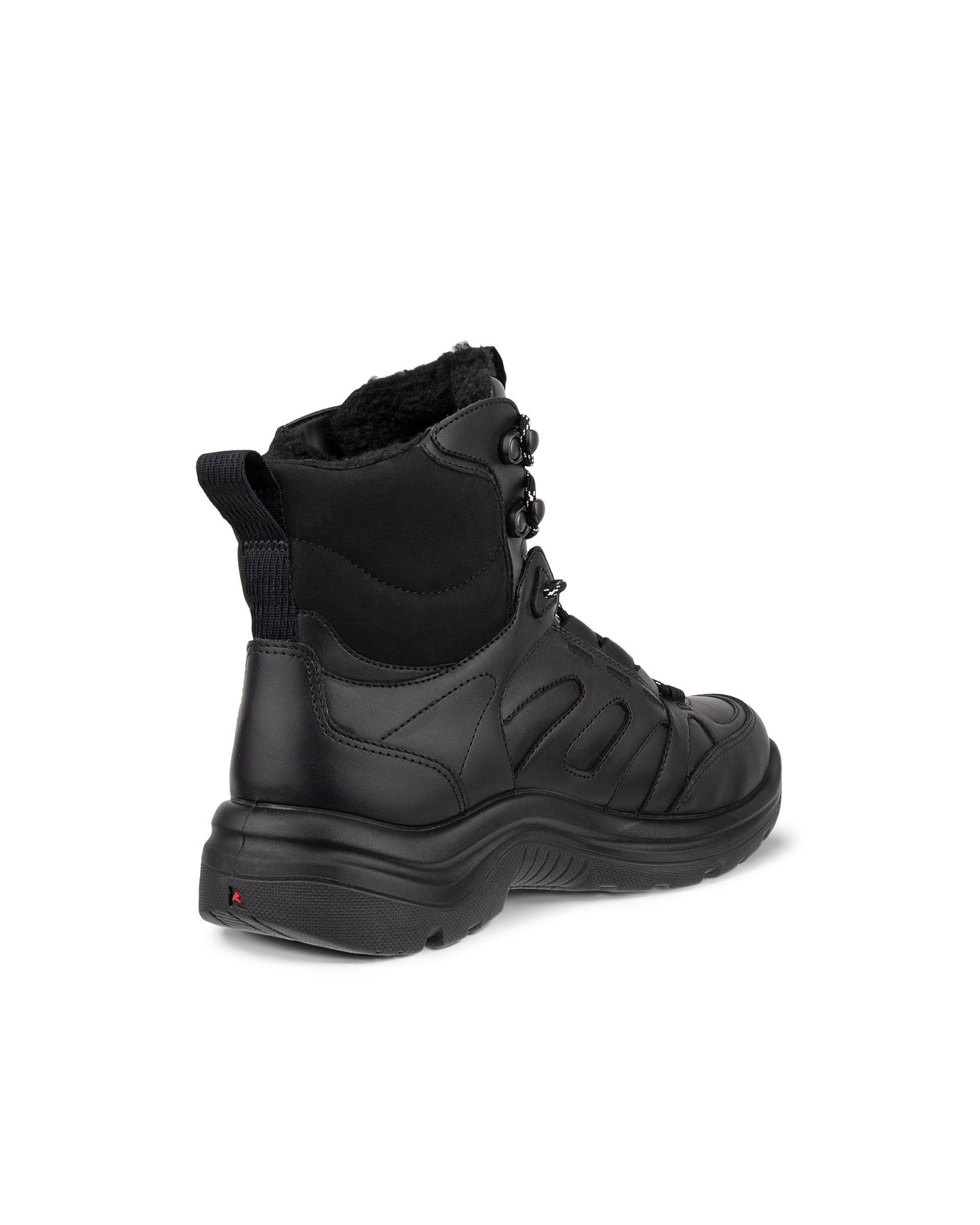 Women's ECCO® Offroad Leather Waterproof Mid-Cut Outdoor Boot - Black - Back