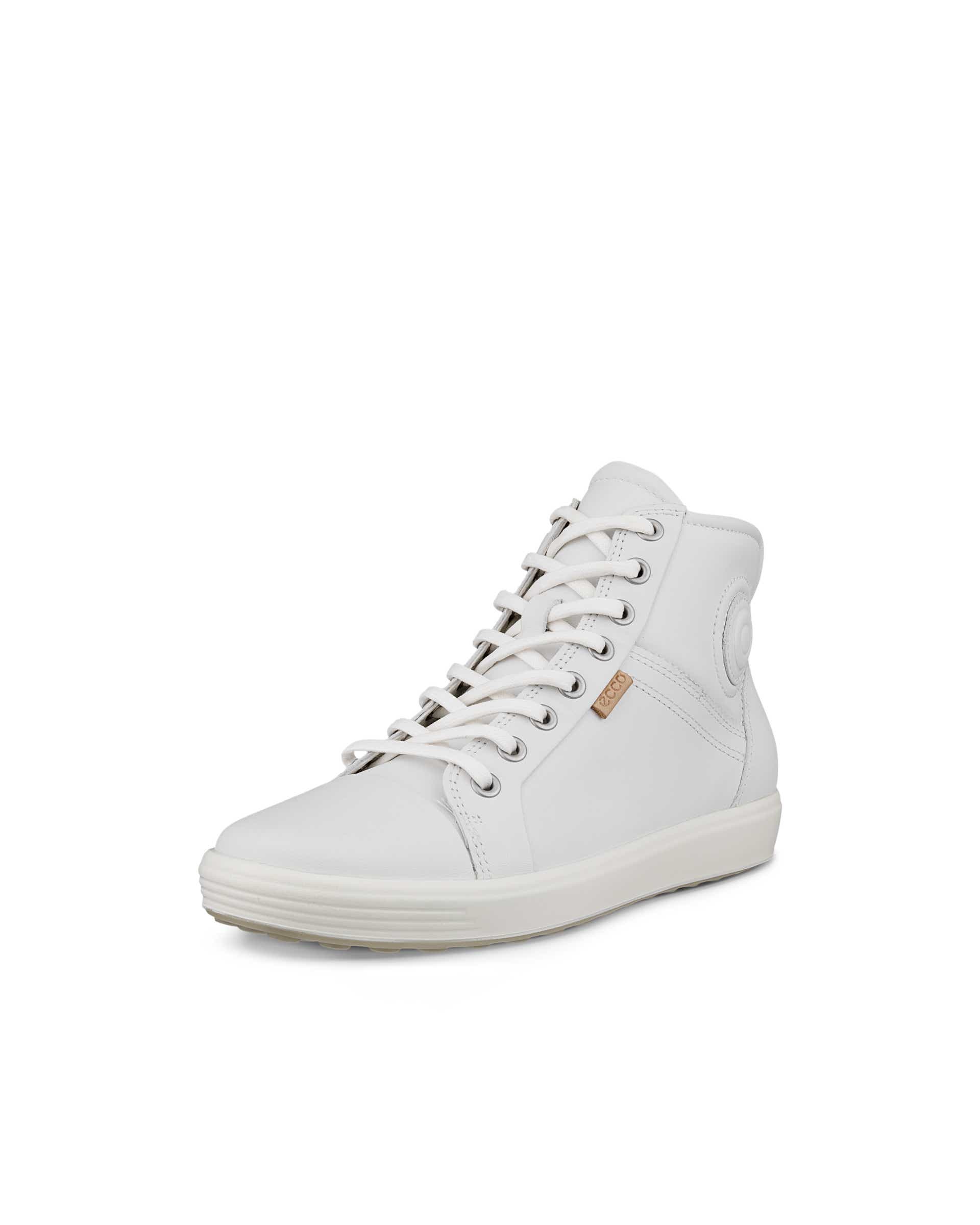 ECCO® Soft 7 baskets montante en cuir pour femme - Blanc - Main