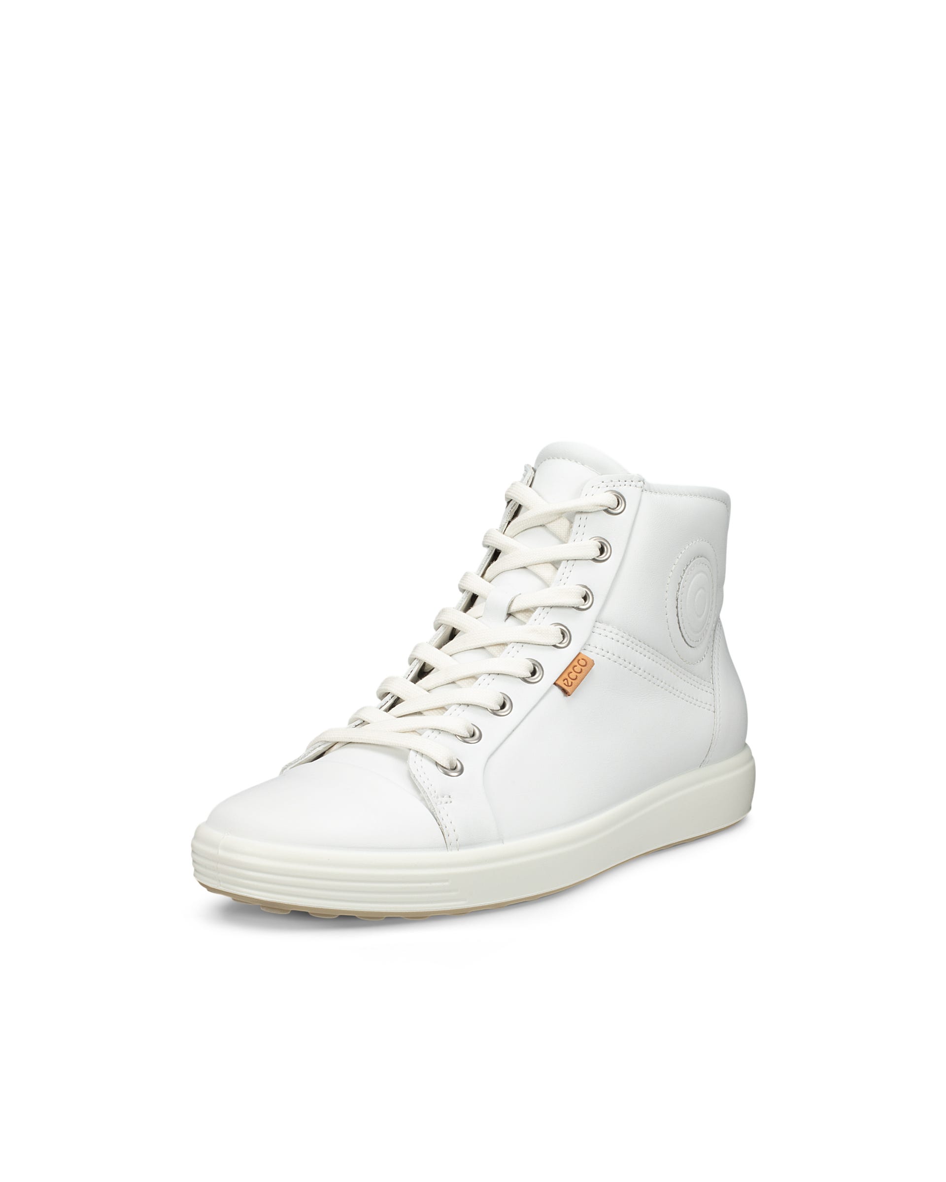 ECCO® SOFT 7 Damen High-Top Sneaker aus Leder - Weiß - Outside