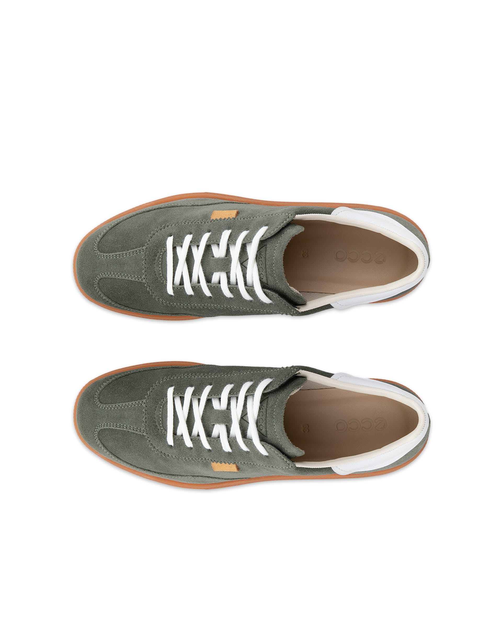Women's ECCO® SOFT 11 Suede Trainer - Green - Top left pair