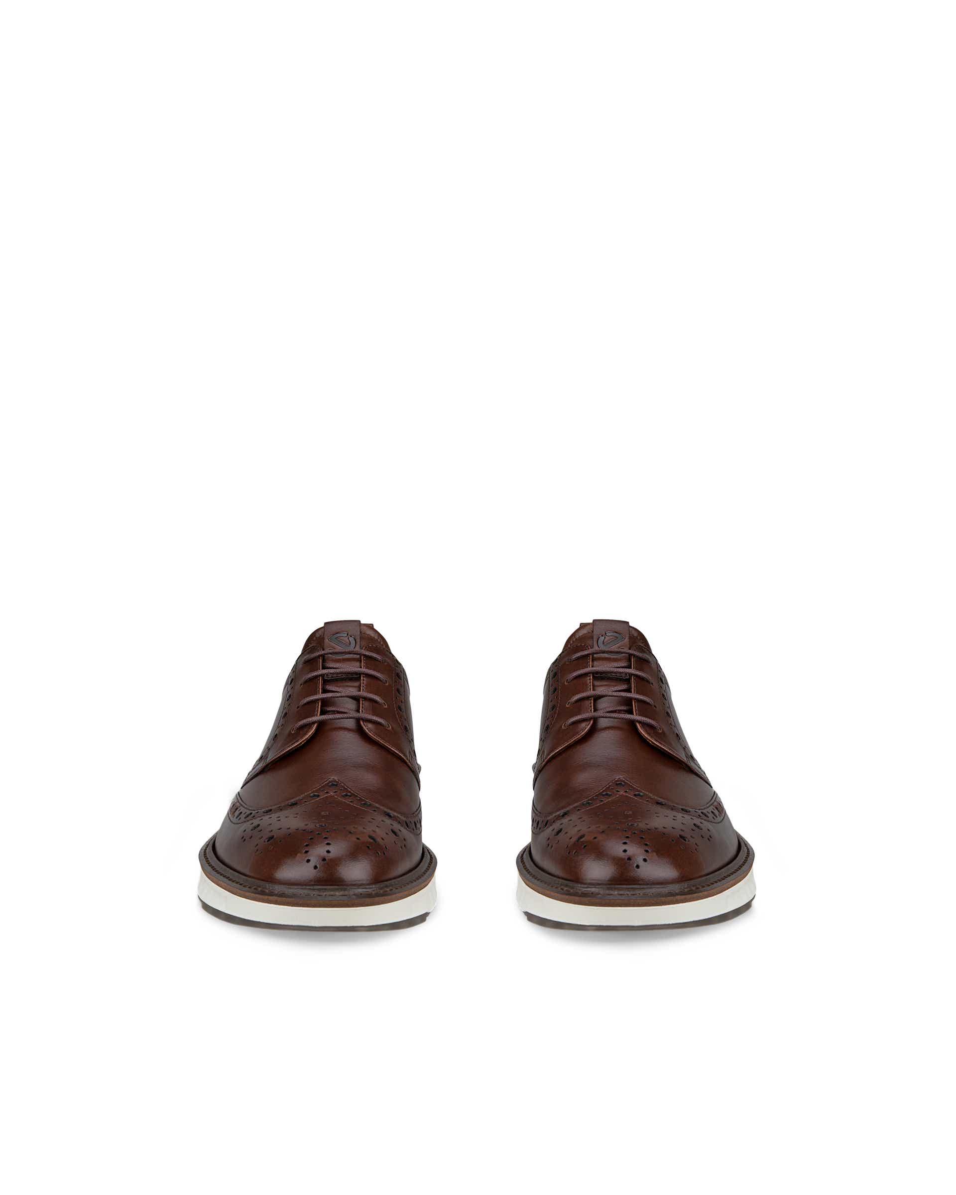ECCO ST.1 Hybrid メンズ レザーブローグシューズ - ブラウン - Front pair