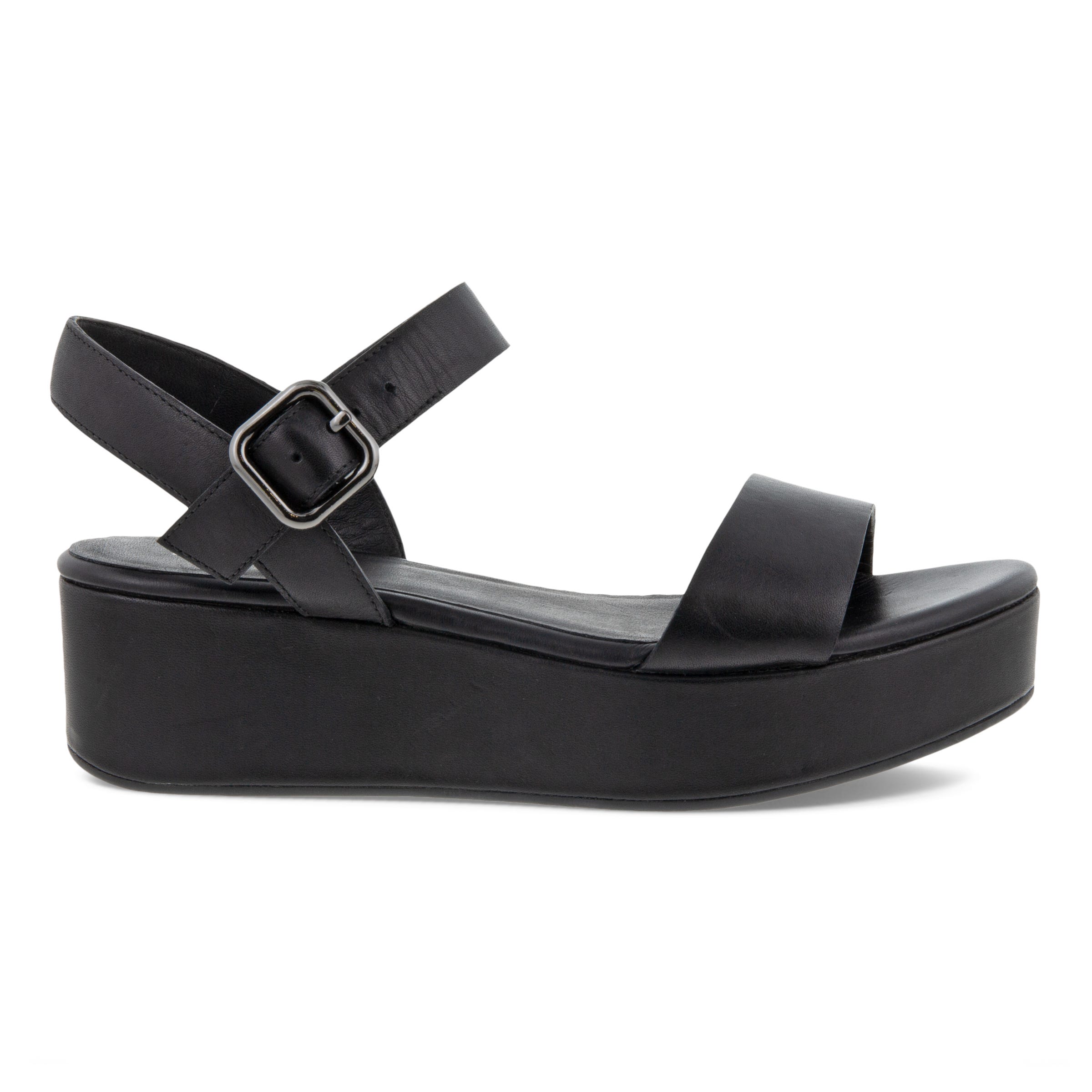 ECCO Elevate Plateau ウィメンズ レザーフラットサンダル - ブラック - Outside
