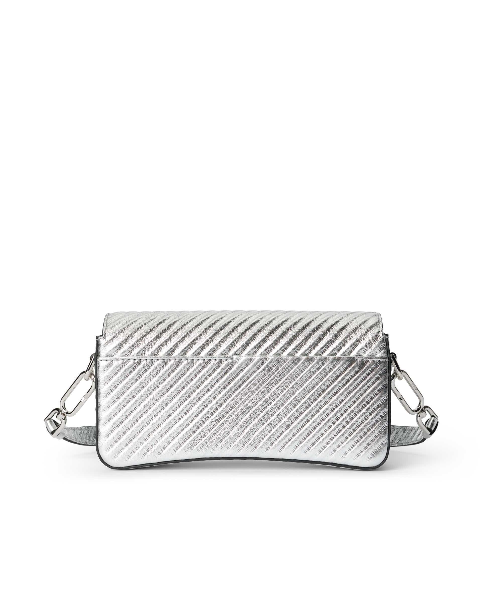ECCO® Pinch Small Metallic Leather Shoulder Bag - Silver - Back