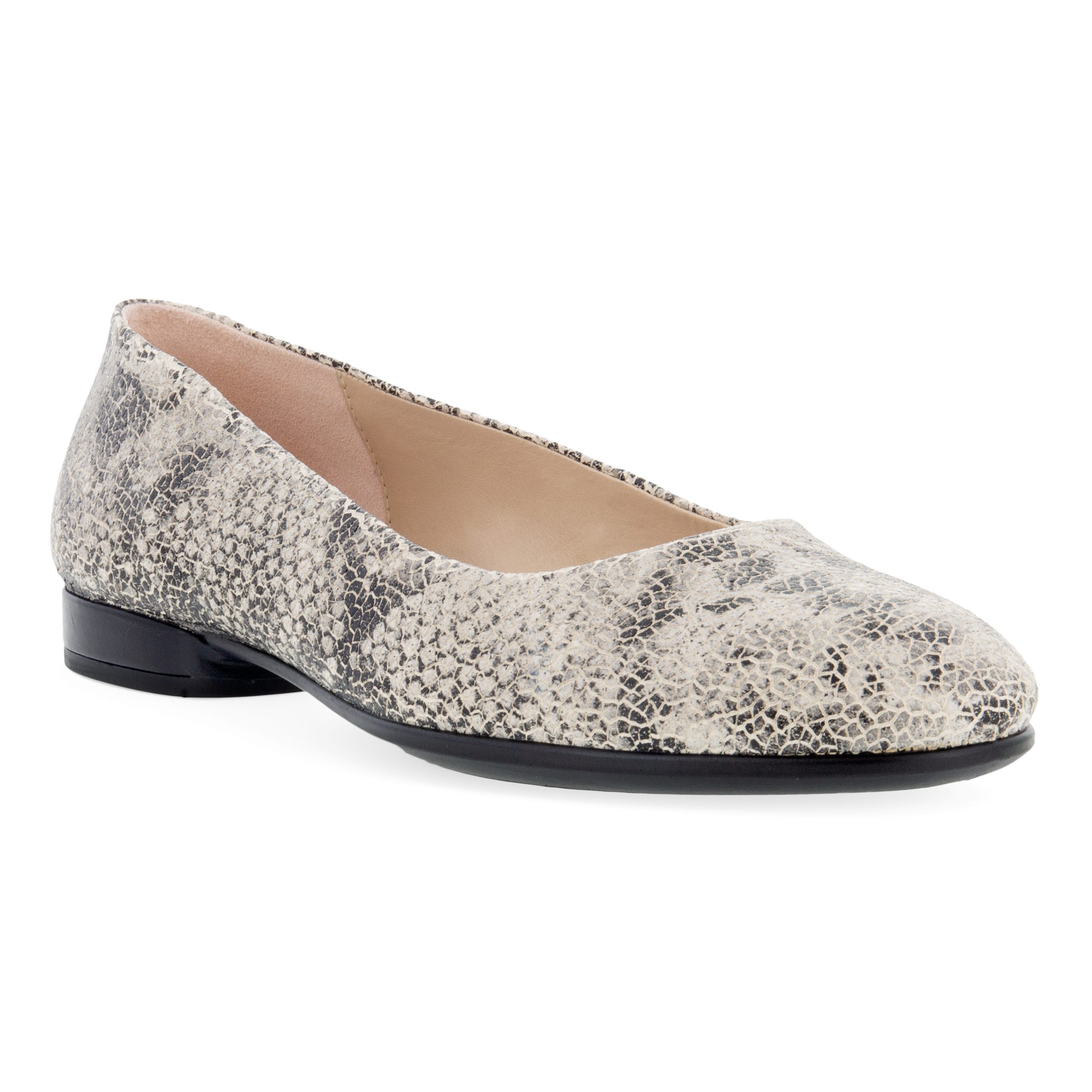 Women's ECCO® Anine Leather Ballerina - Beige - Main