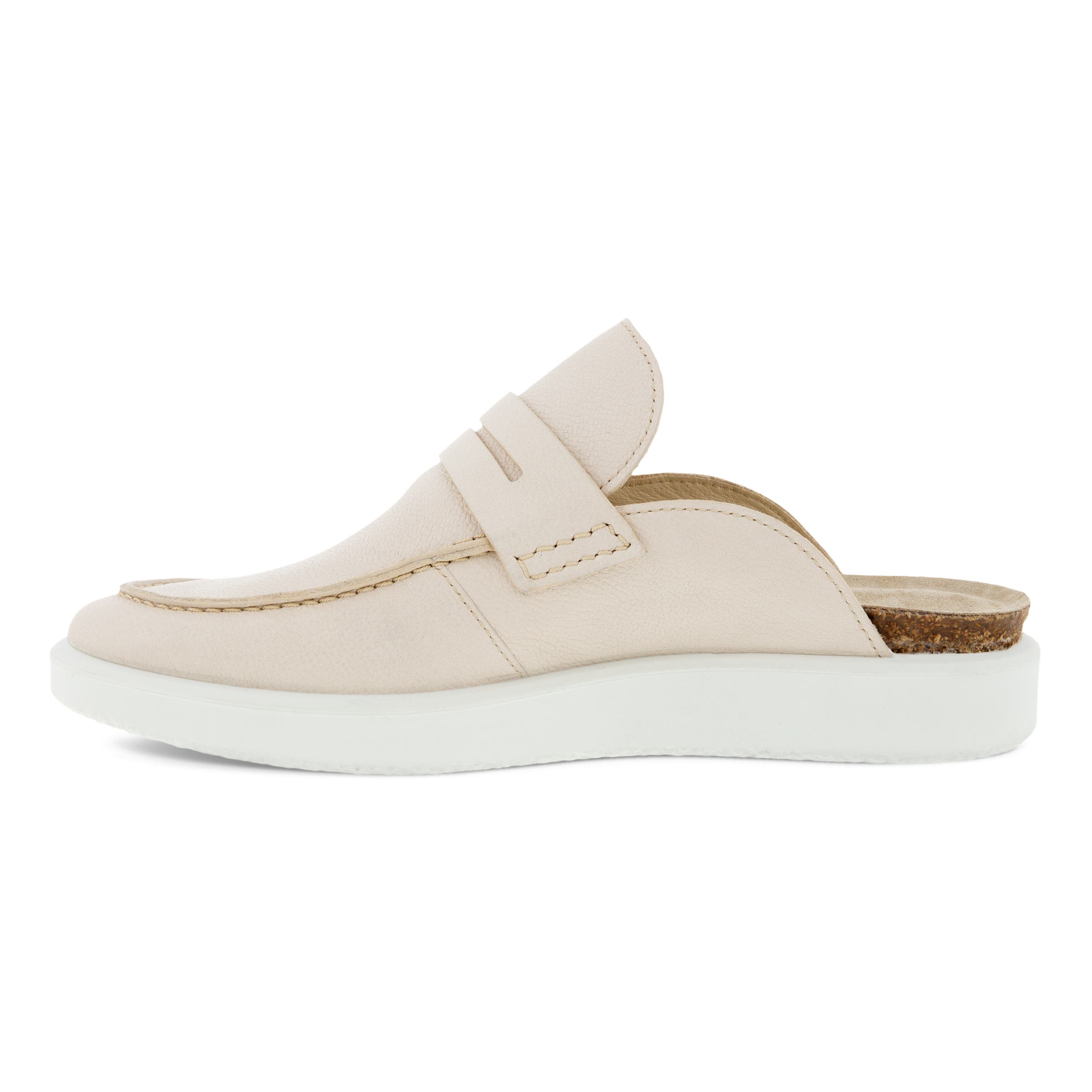 Women's ECCO® Corksphere Leather Mule Sandal - Beige - Inside