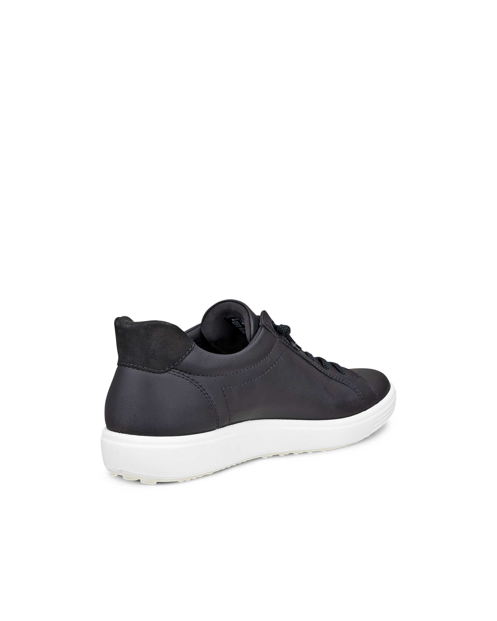 Women's ECCO® SOFT 7 Leather Trainer - Black - Back