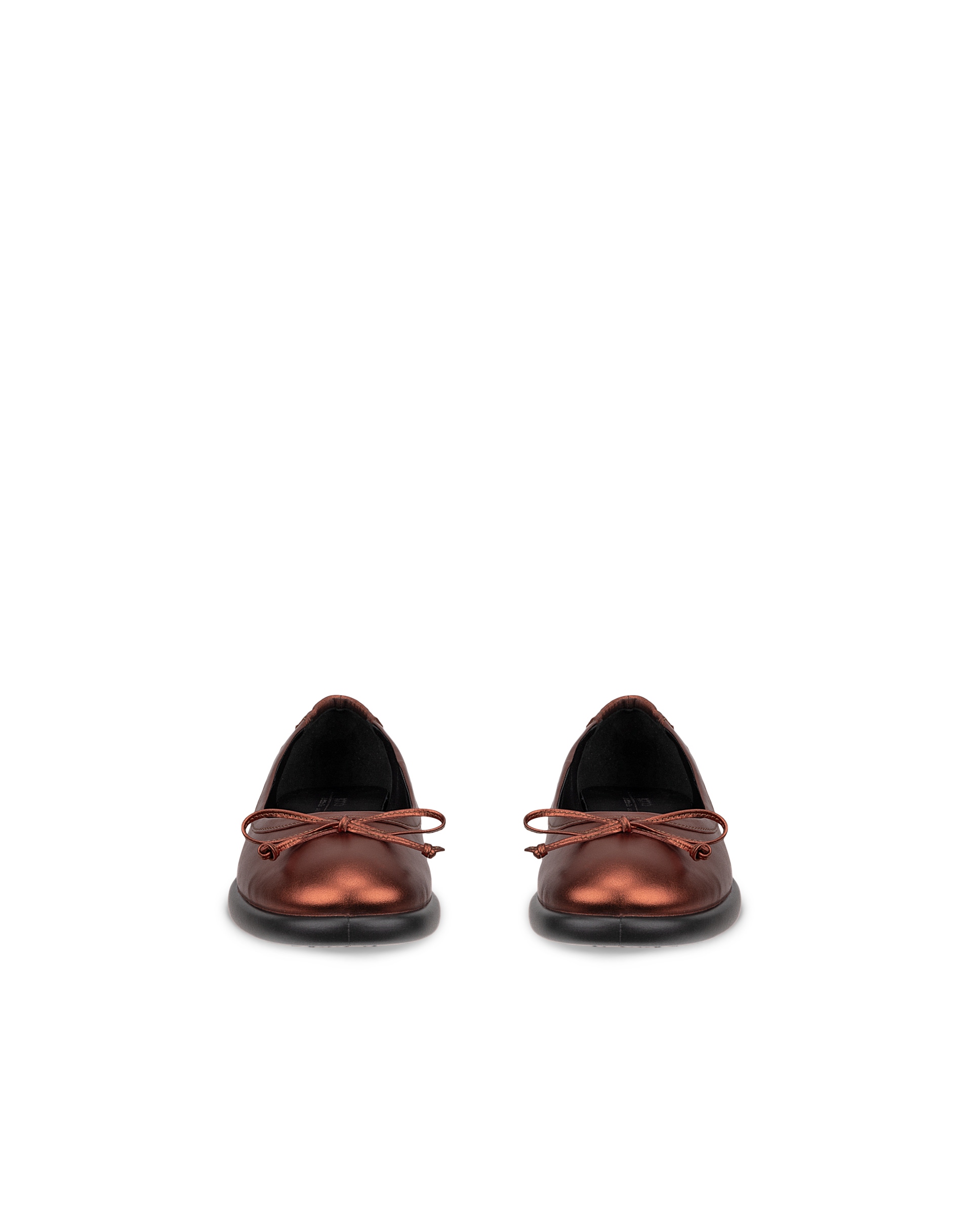 Women's ECCO® Sculpted LX 15 BOW Leather Ballerina - Brown - Front pair