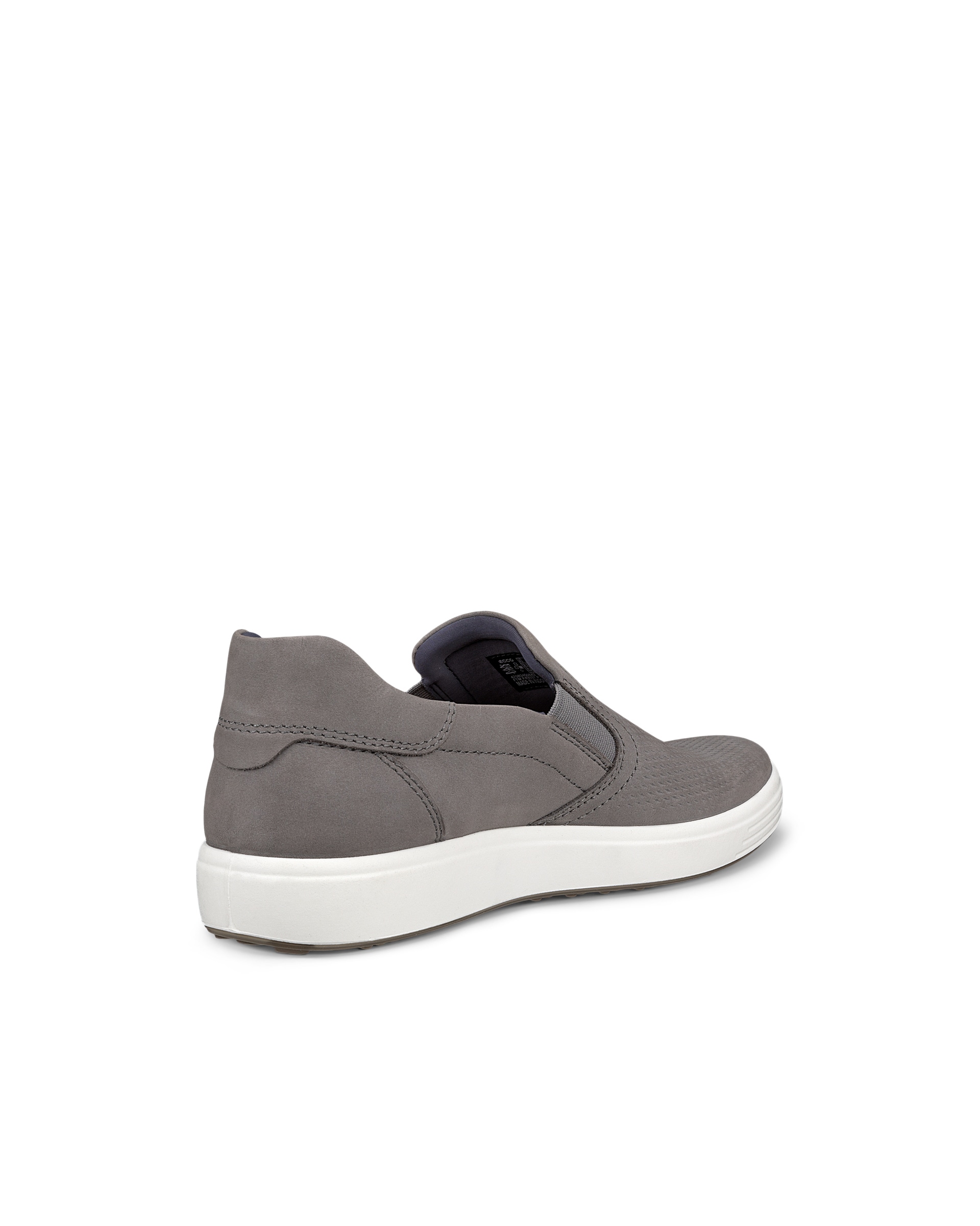 Men's ECCO® Soft 7 Nubuck Slip-In Shoe - Grey - Back