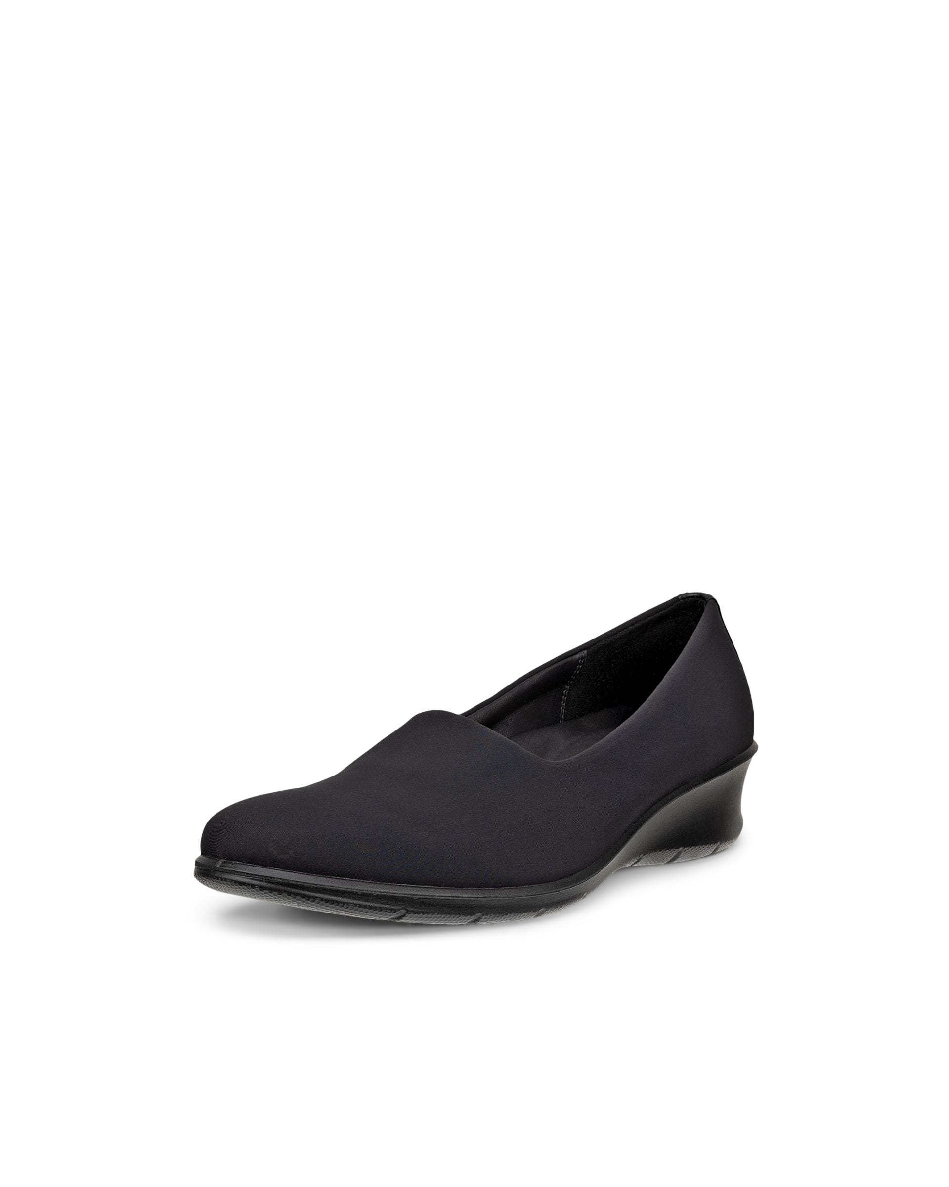 Women's ECCO® Felicia Stretch Textile Wedge Slip-On - Black - Outside
