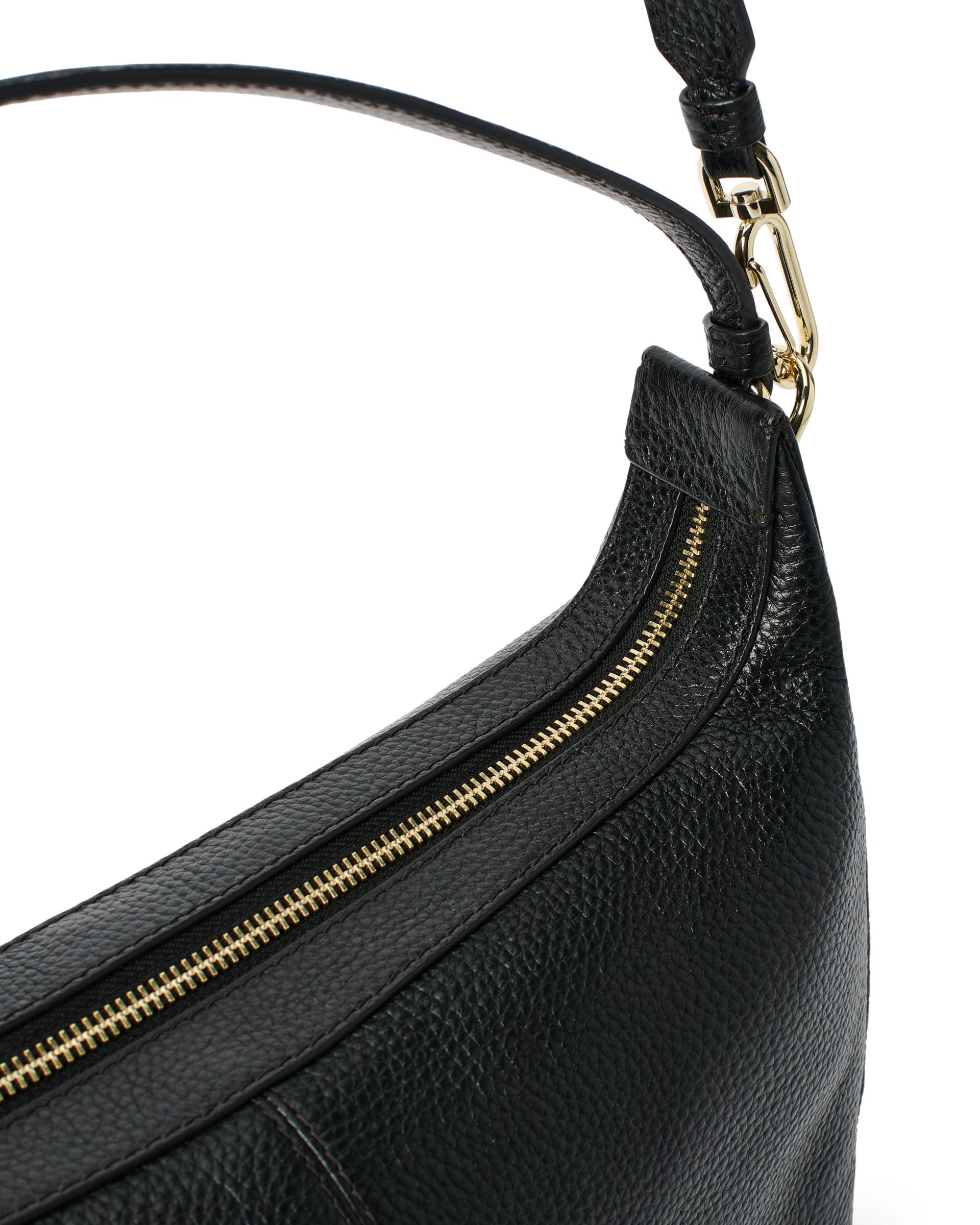 ECCO® Small Hobo Leather Shoulder & Crossbody Bag - Black - Detail-1