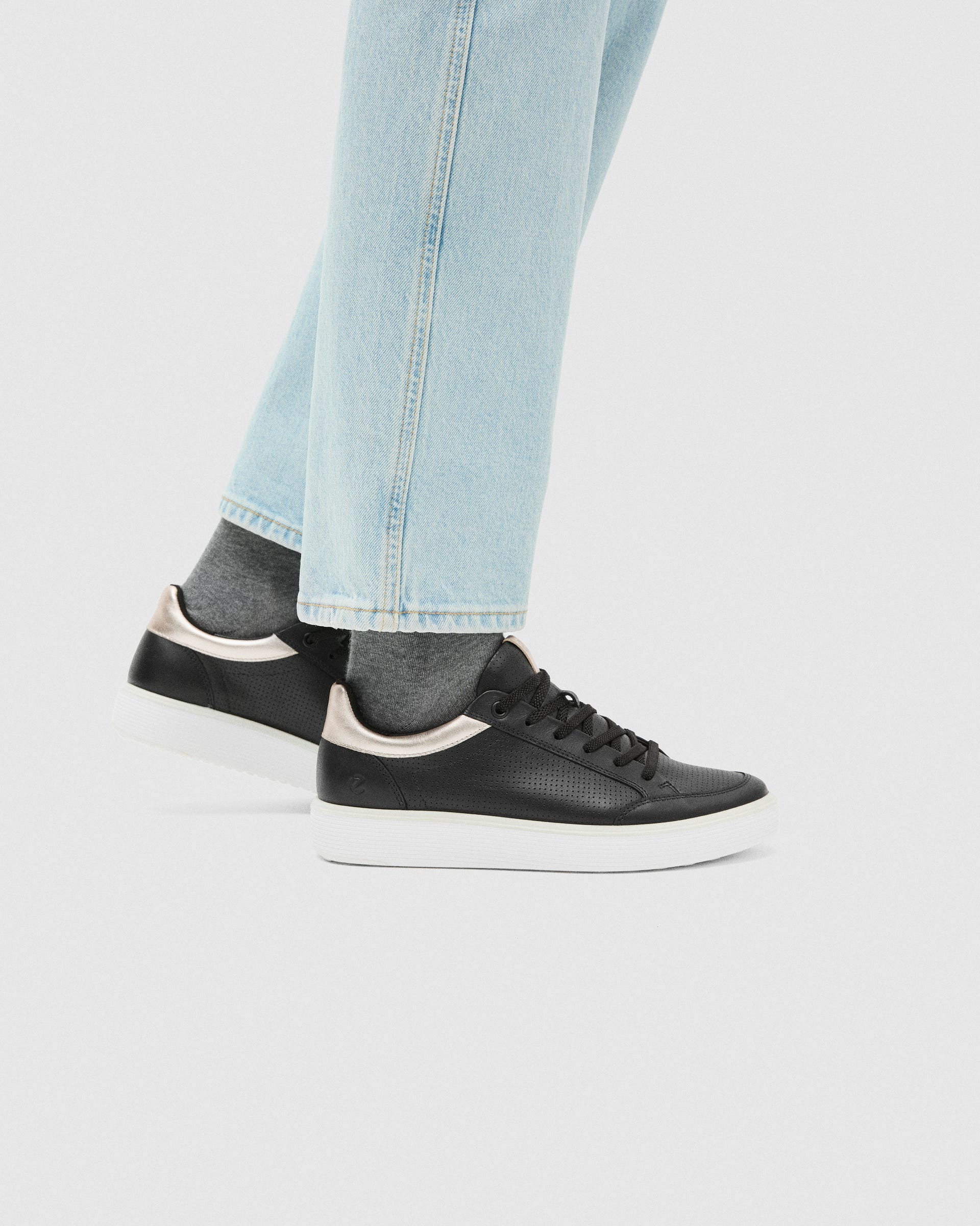 Women's ECCO® Soft 60 Leather Sneaker - Black - Lifestyle image-1