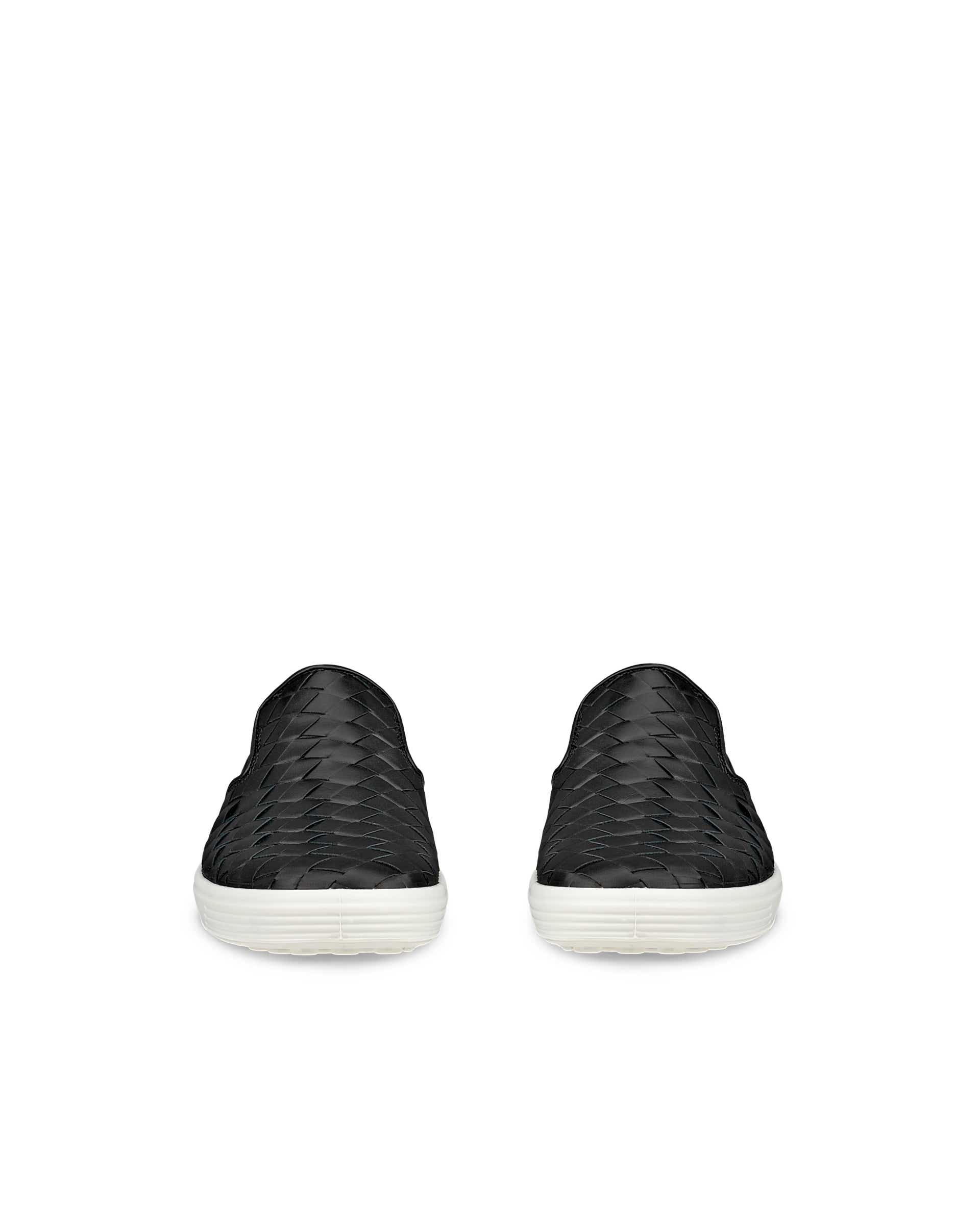 Women's ECCO® Soft 7 Woven Leather Slip-On - Black - Front pair