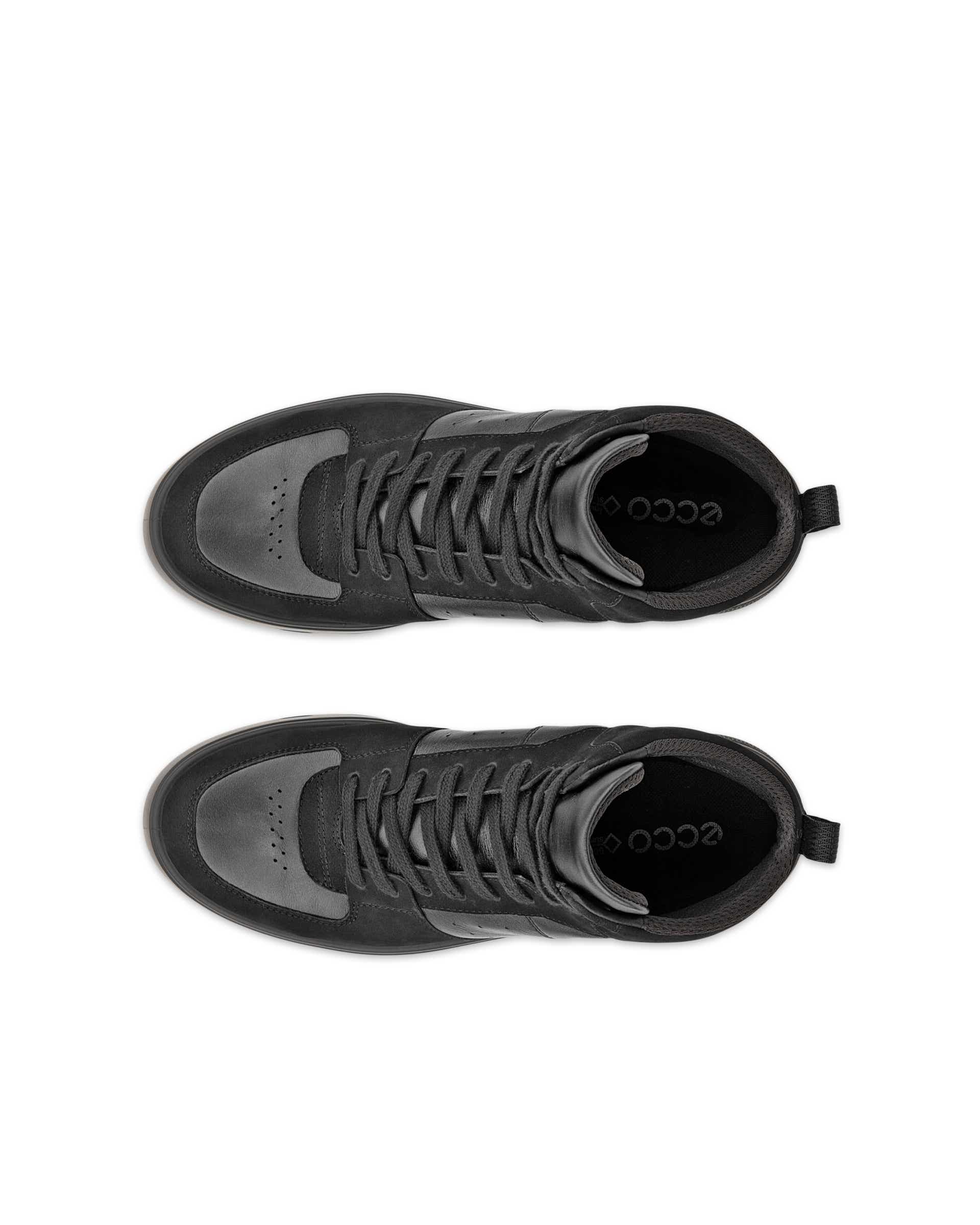 Damskie skórzane wysokie sneakersy z Gore-Tex ECCO® Street 720 - Czarny - Top left pair