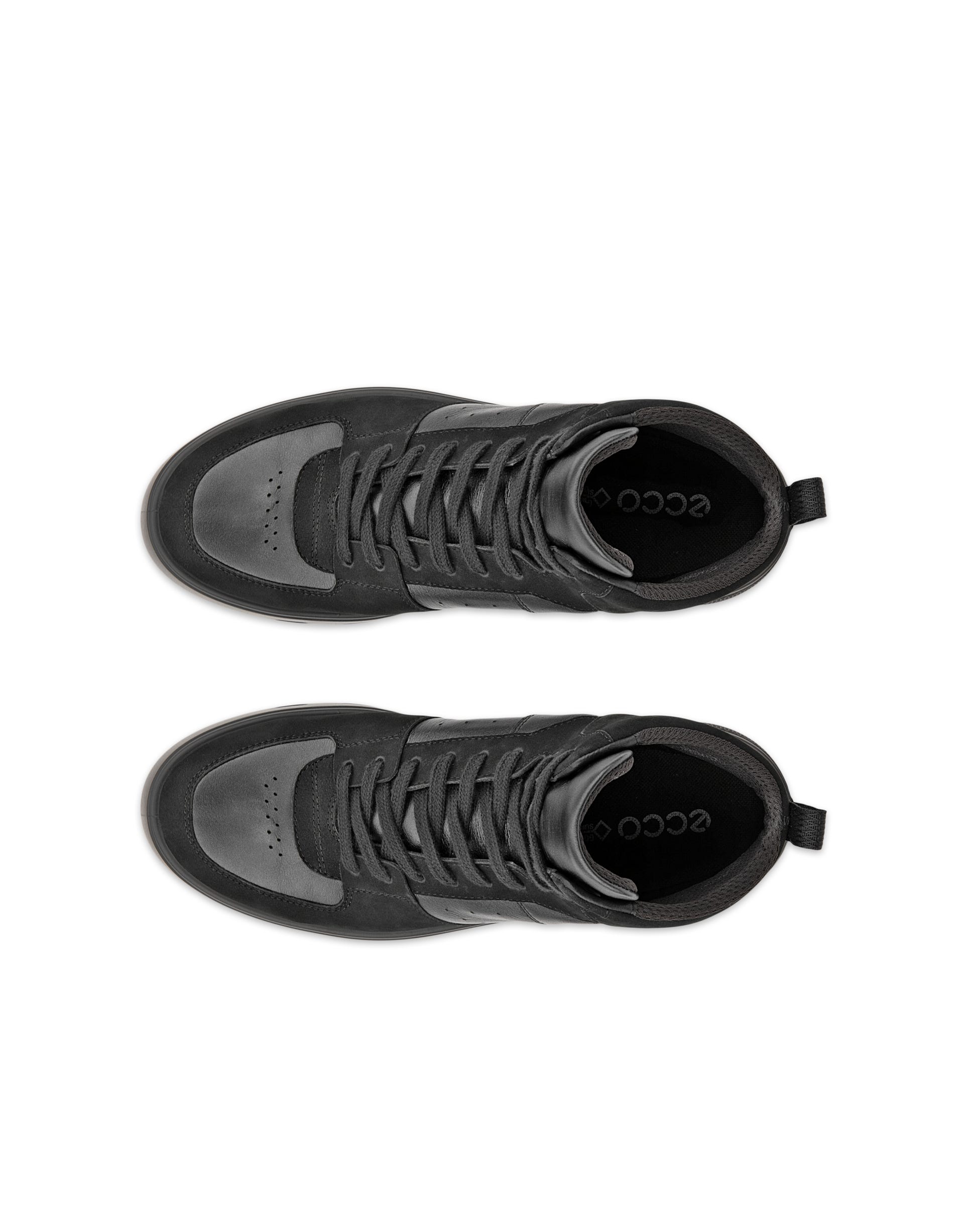 Damskie skórzane wysokie sneakersy z Gore-Tex ECCO® Street 720 - Czarny - Top left pair