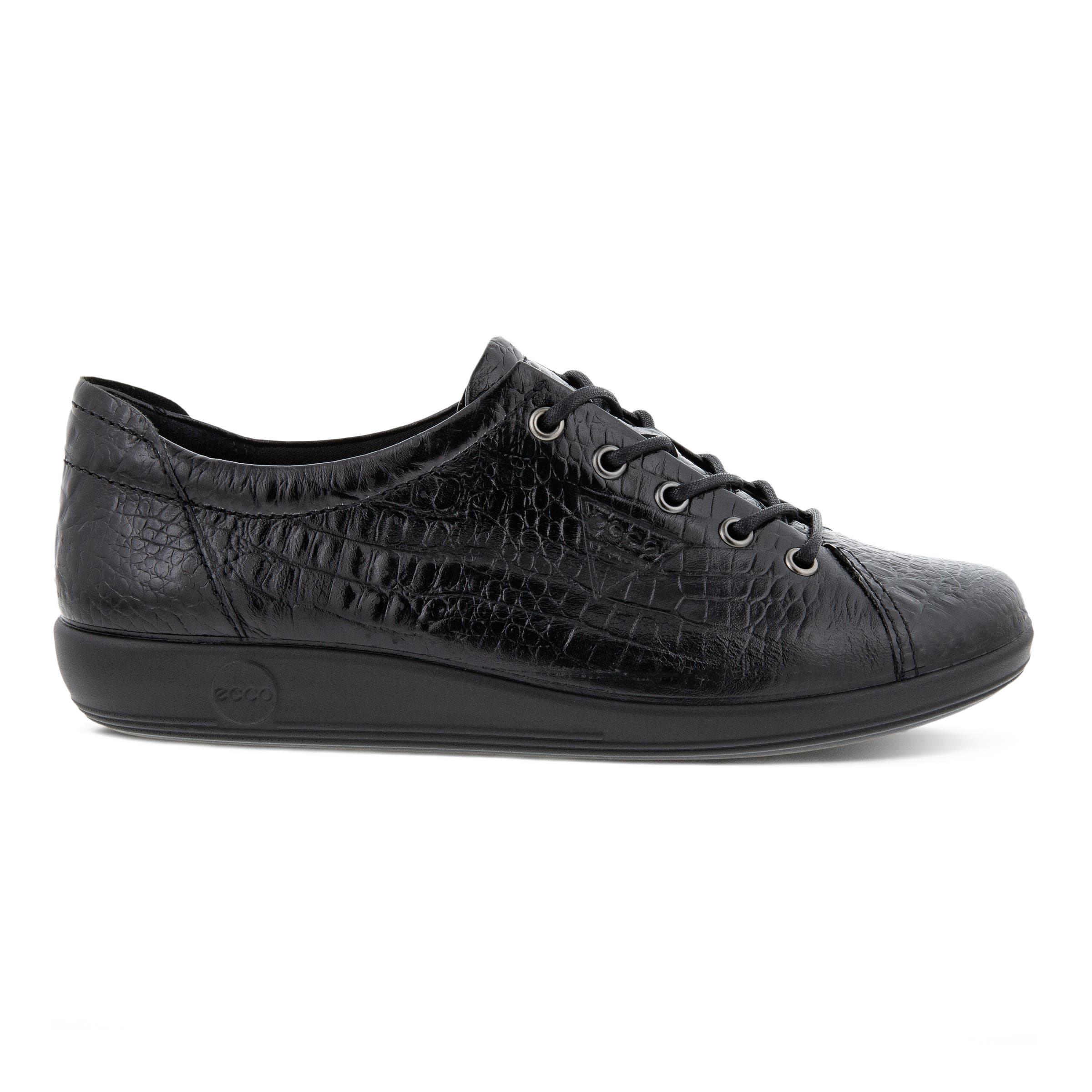 Women's ECCO® Soft 2.0 Leather Walking Shoe - Black - Outside