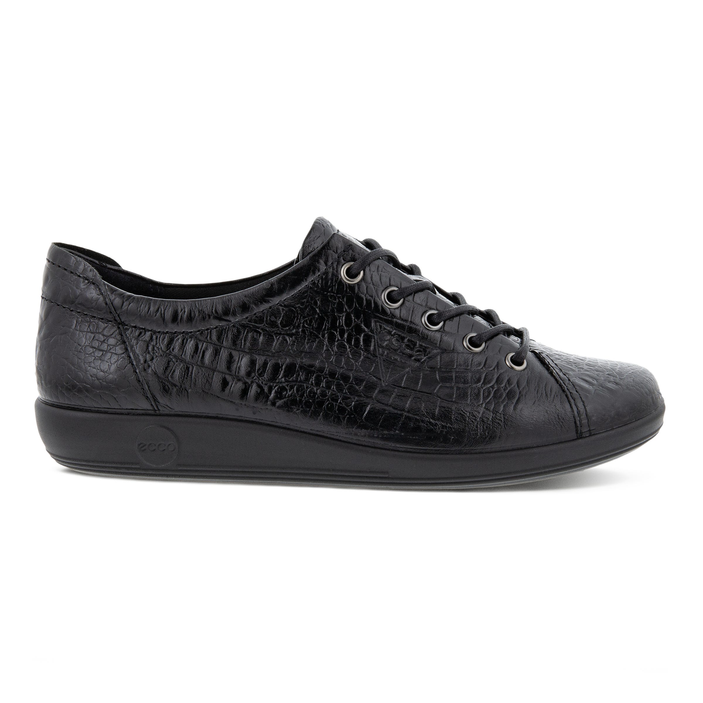 Women's ECCO® Soft 2.0 Leather Walking Shoe - Black - Outside