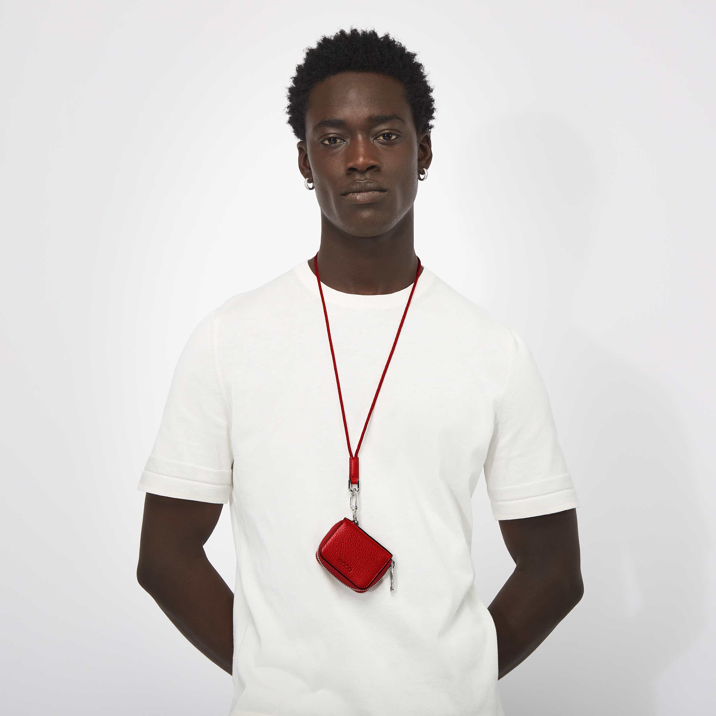 ECCO® Textureblock Leather Airpod Case - Red - Modelshot-1