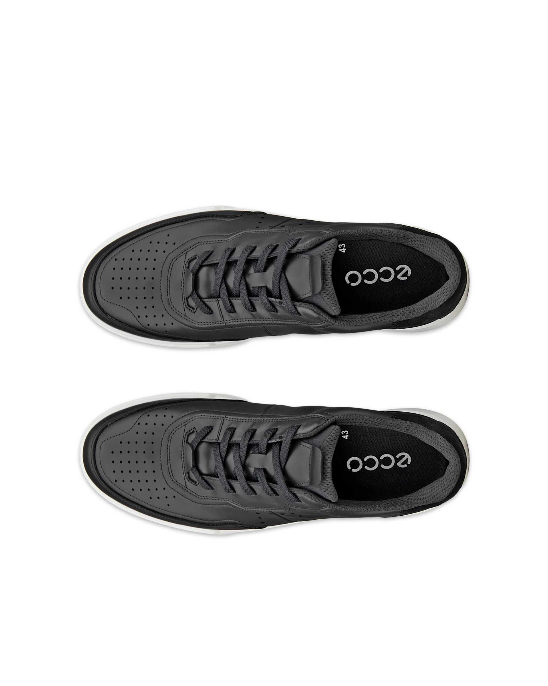 ECCO® STREET COURT baskets en cuir pour homme - Noir - Top left pair