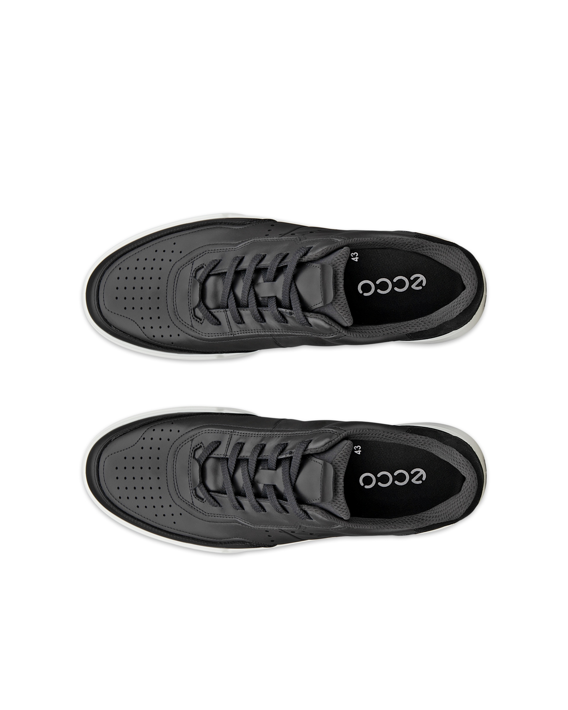 ECCO® STREET COURT baskets en cuir pour homme - Noir - Top left pair