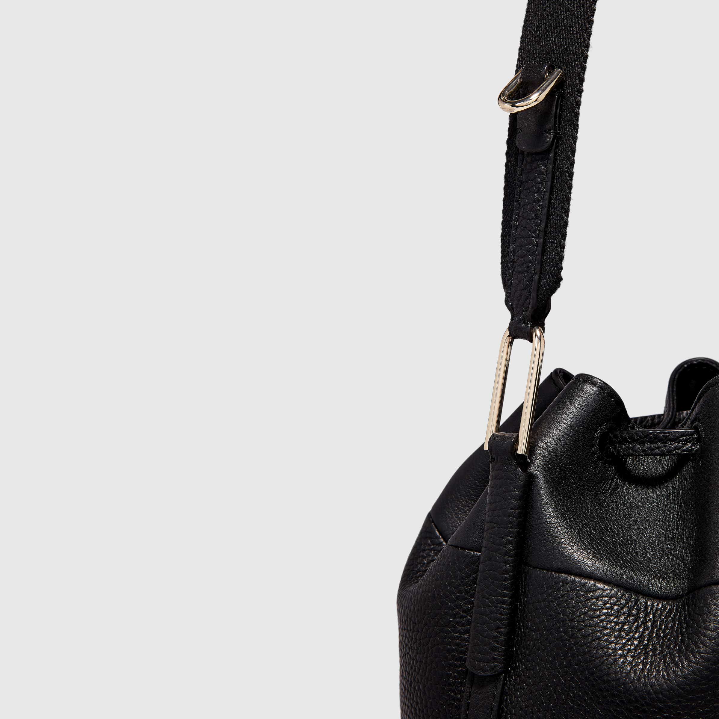 ECCO® Textureblock Leather Bucket Bag - Black - Detail-1