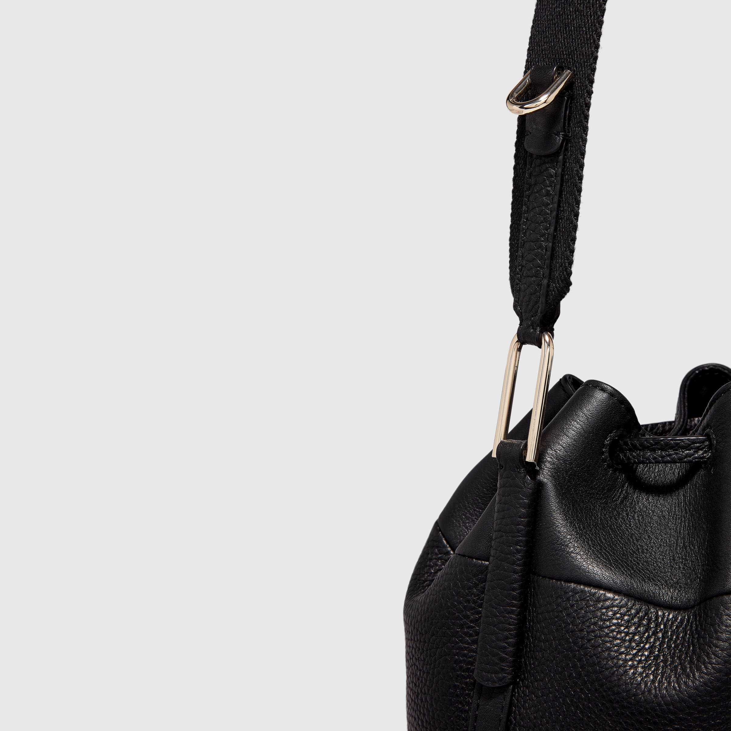 ECCO® Textureblock Leather Bucket Bag - Black - Detail-1