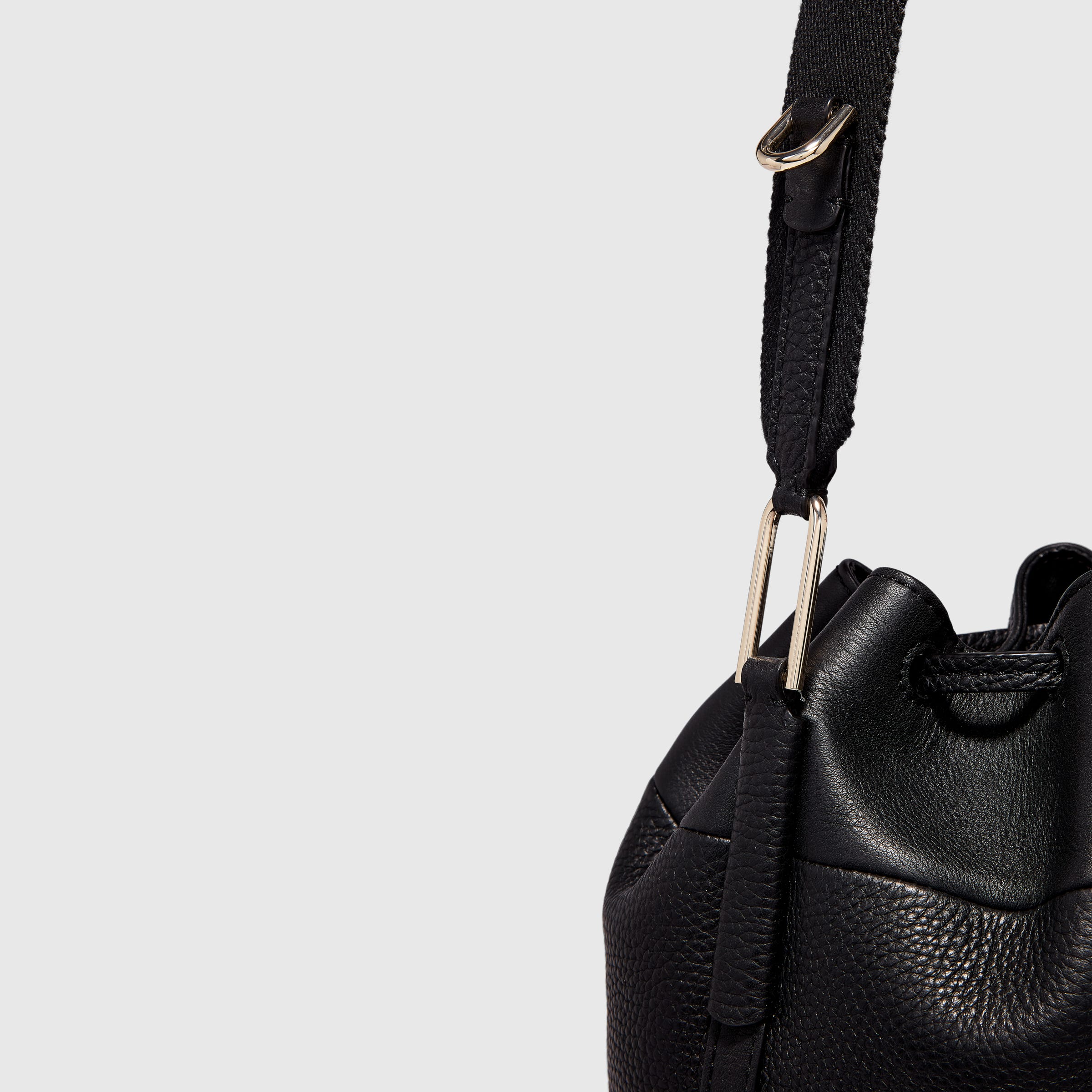 ECCO® Textureblock Leather Bucket Bag - Black - Detail-1