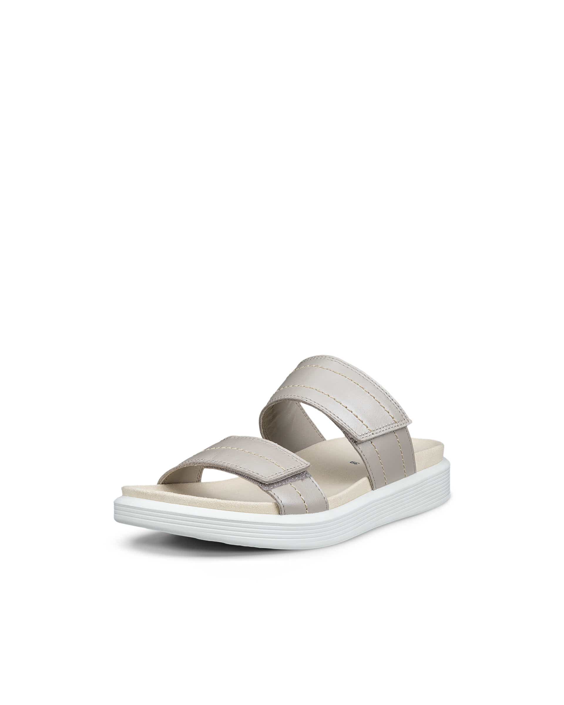 Damskie skórzane klapki ECCO® SOFT SANDAL - Beżowy - Main