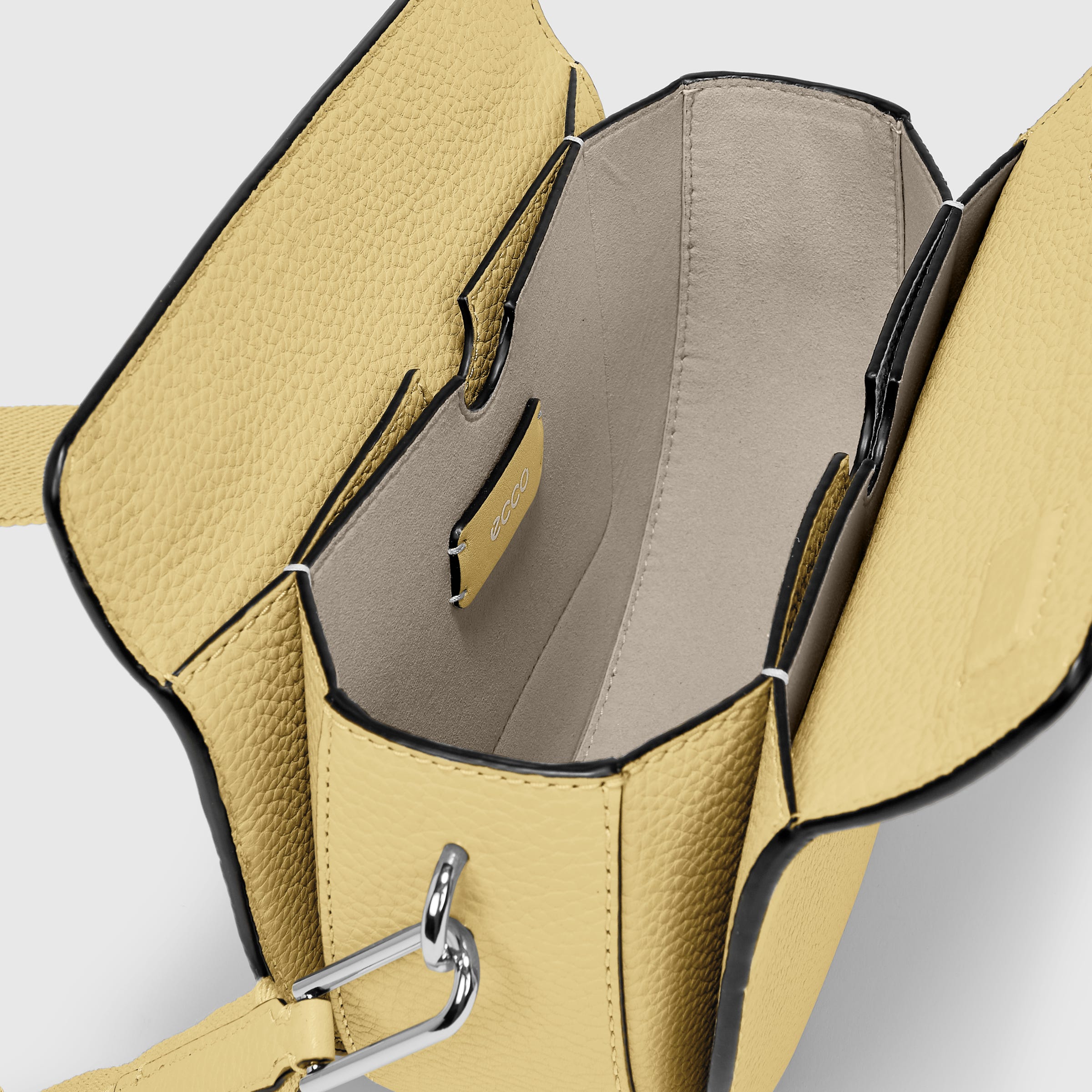 ECCO® Textureblock Leather Saddle Bag - Yellow - Inside