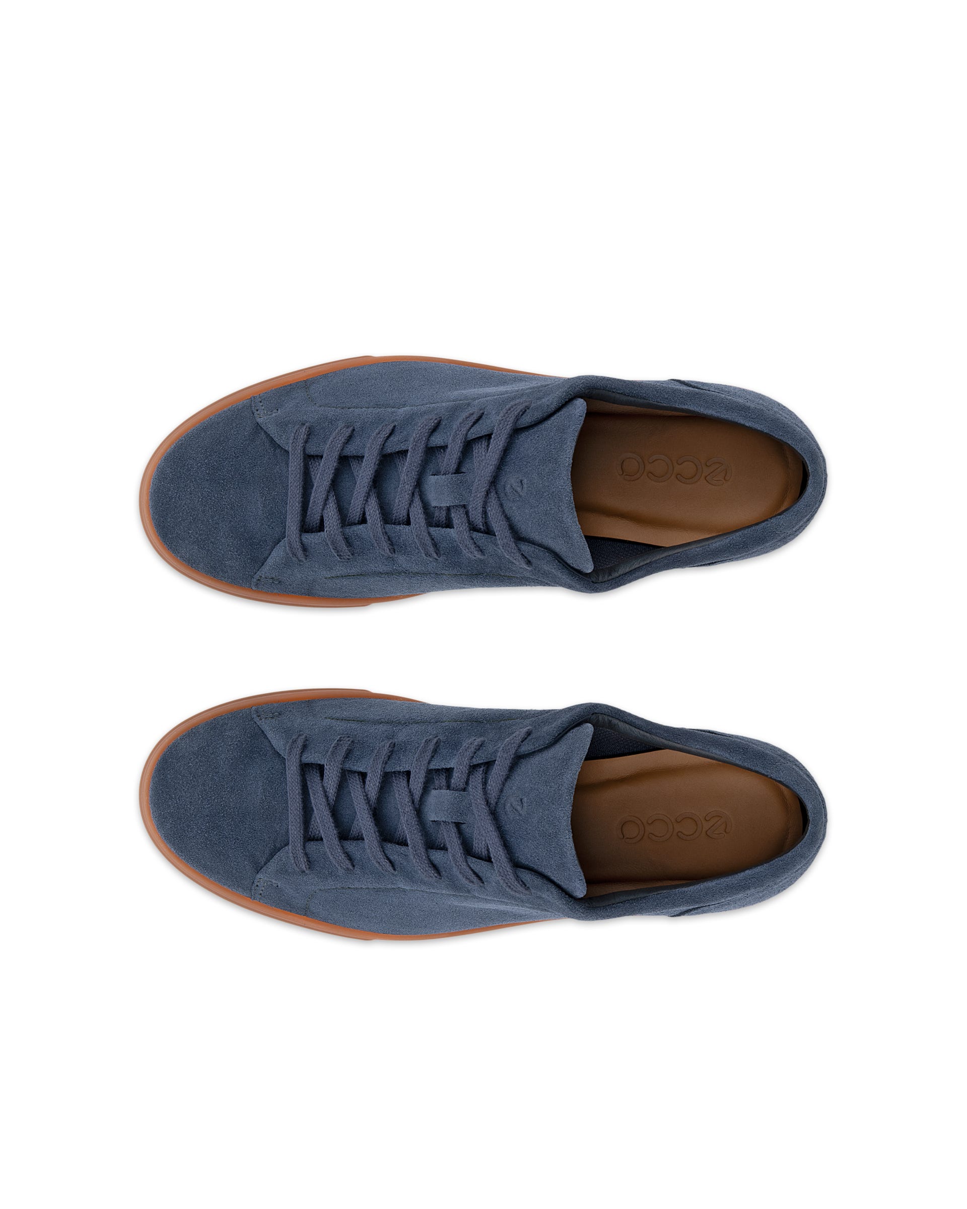 Men's ECCO® SOFT 10 Suede Sneaker - Blue - Top left pair