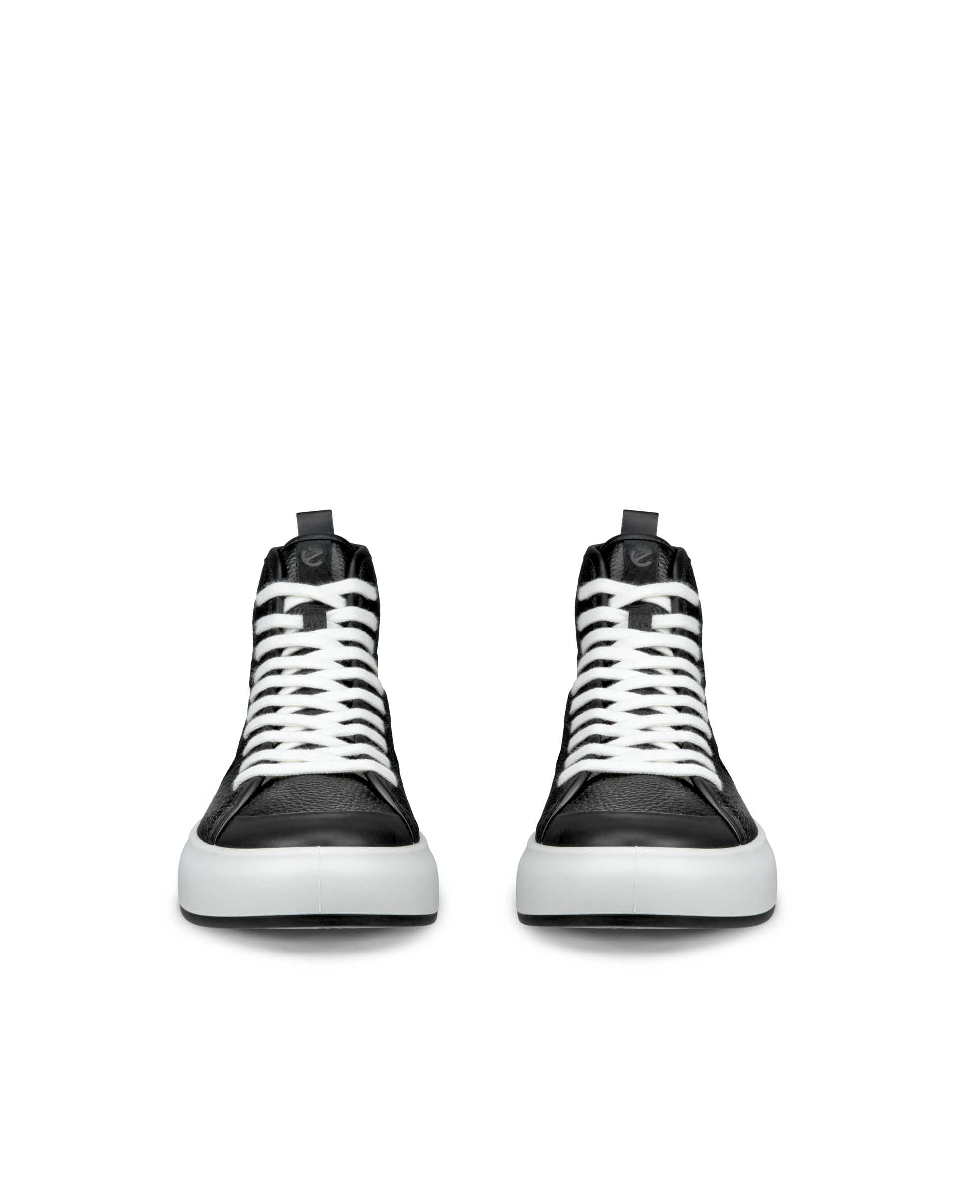 ECCO® Street Ace Dames hoge leren sneaker - Zwart - Front pair
