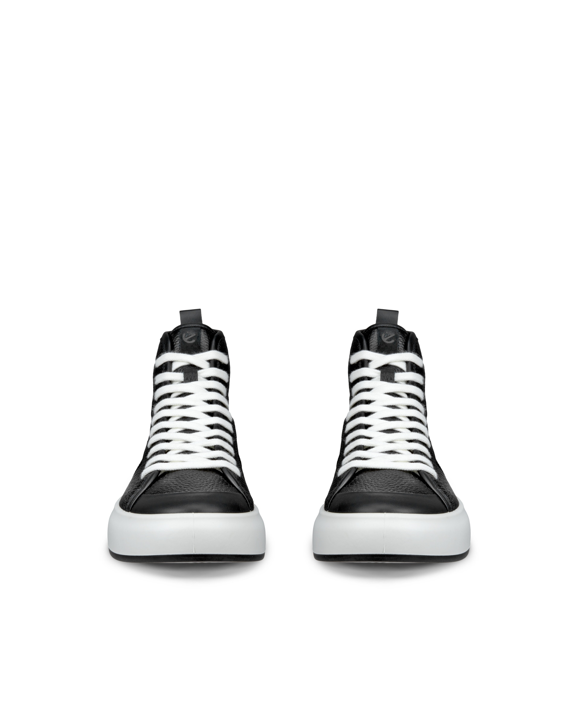 ECCO® Street Ace Dames hoge leren sneaker - Zwart - Front pair