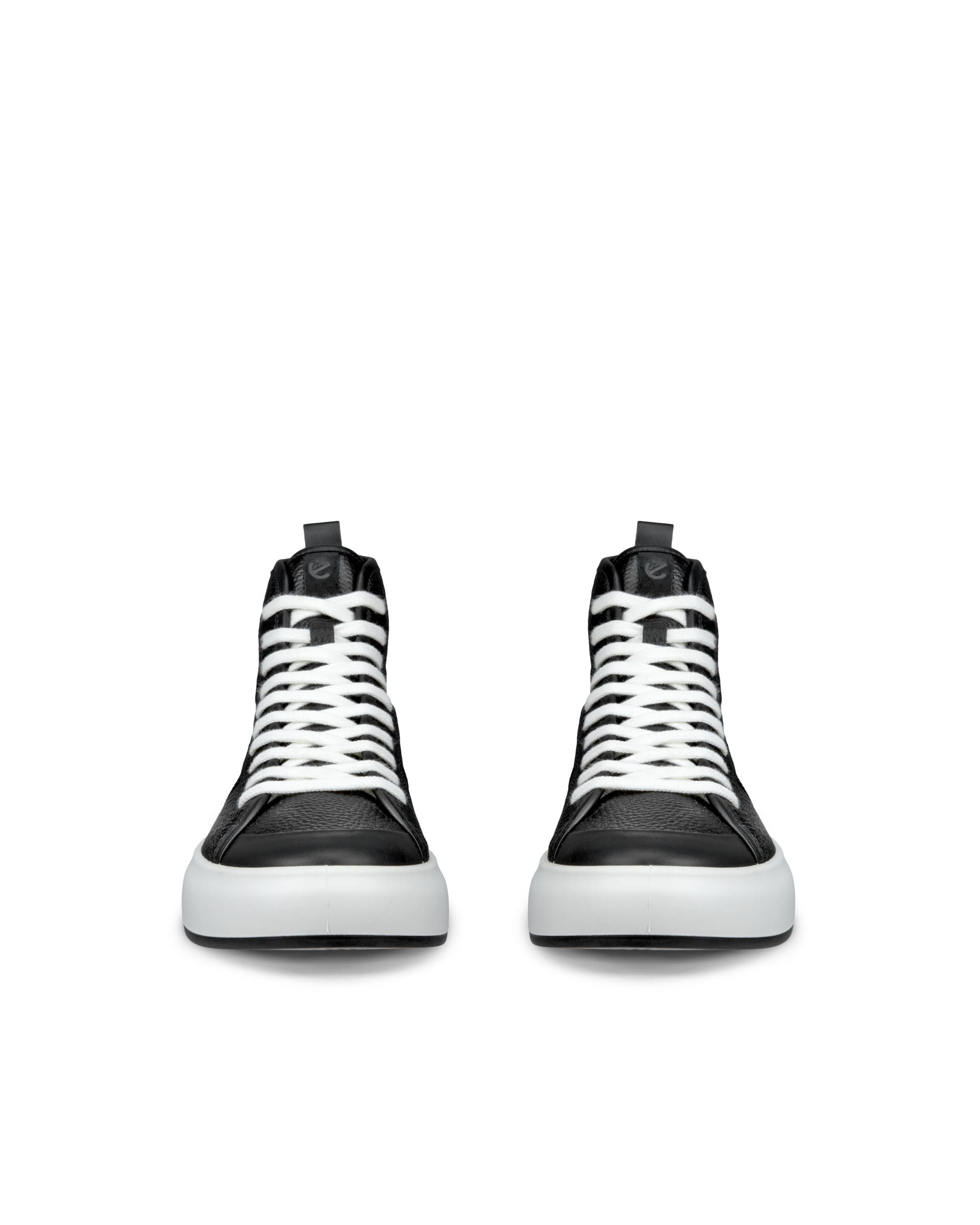 ECCO Street Ace ウィメンズ レザーハイカットスニーカー - ブラック - Front pair