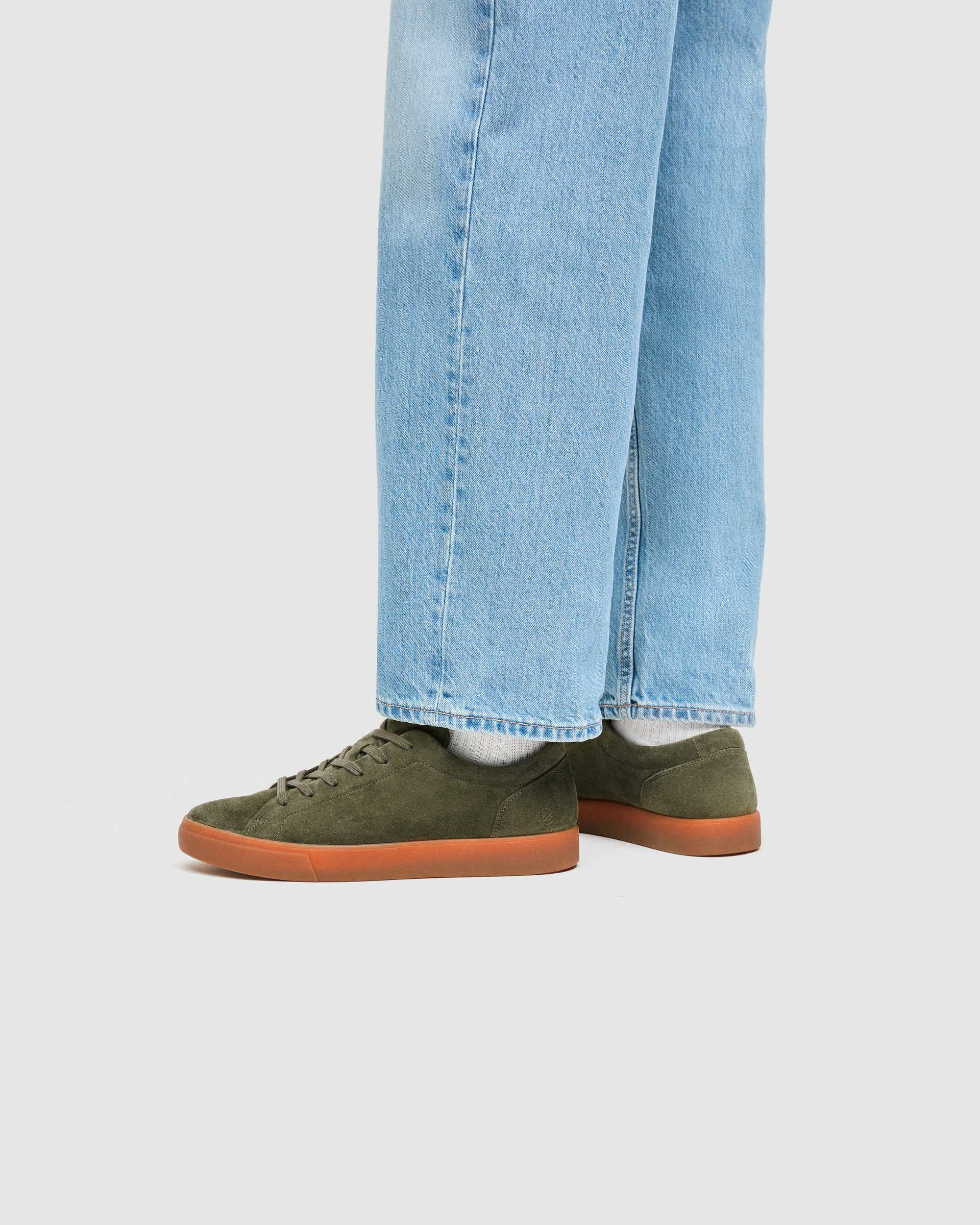 Men's ECCO® Soft 10 Suede Sneaker - Green - Lifestyle image-1