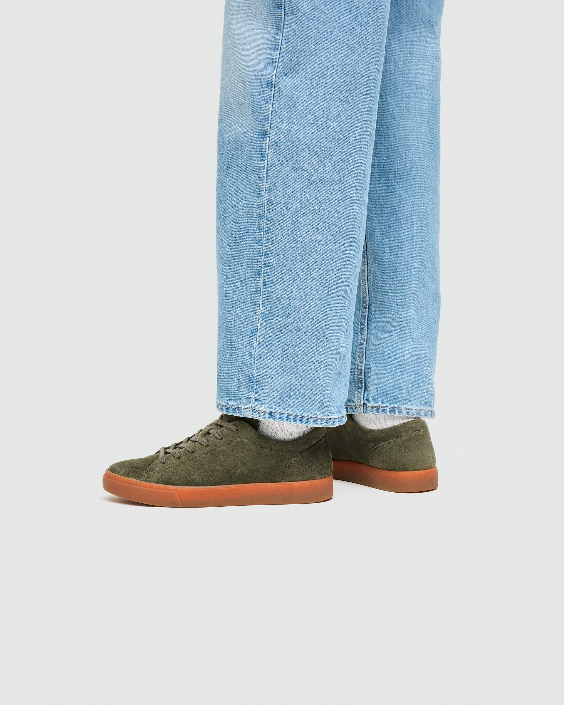 Men's ECCO® Soft 10 Suede Sneaker - Green - Lifestyle image-1