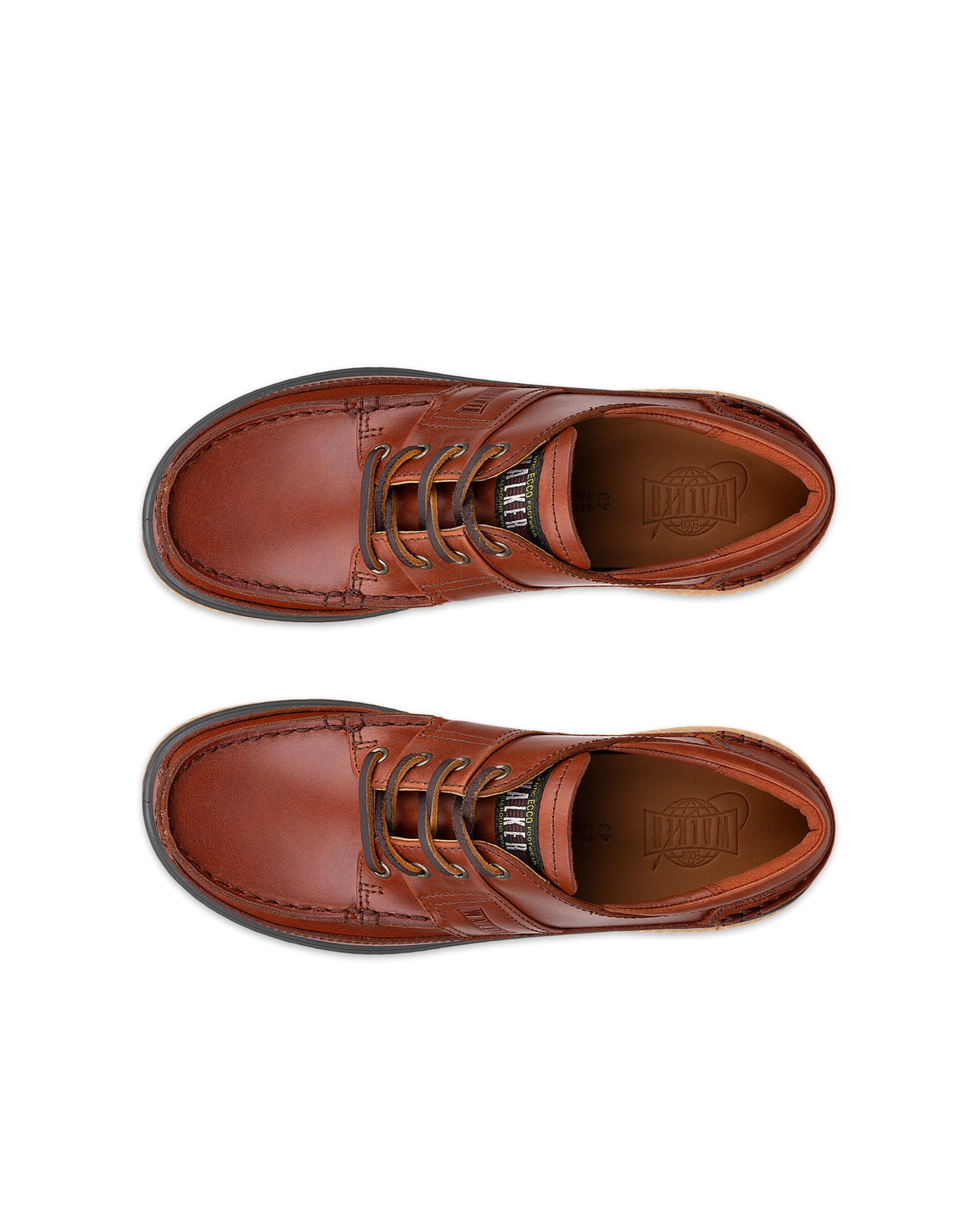Męskie skórzane buty z ozdobnym szwem ECCO® WALKER 3.0 - Brązowy - Outside