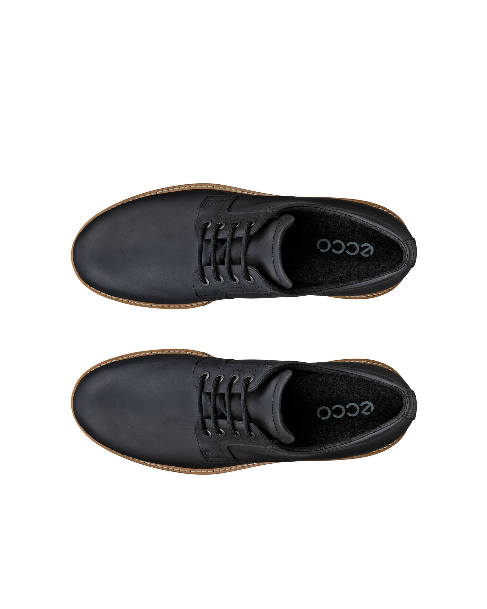 Men's ECCO® Jamestown Leather Derby Shoe - Black - Top left pair