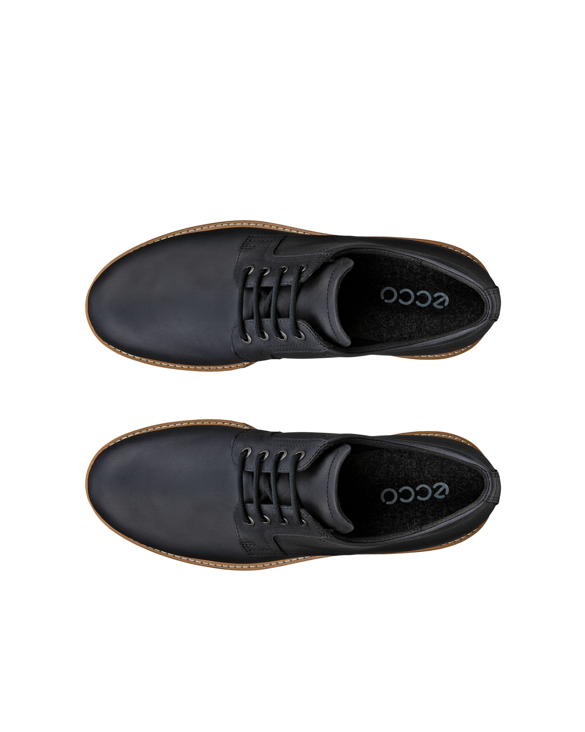 Men's ECCO® Jamestown Leather Derby Shoe - Black - Top left pair