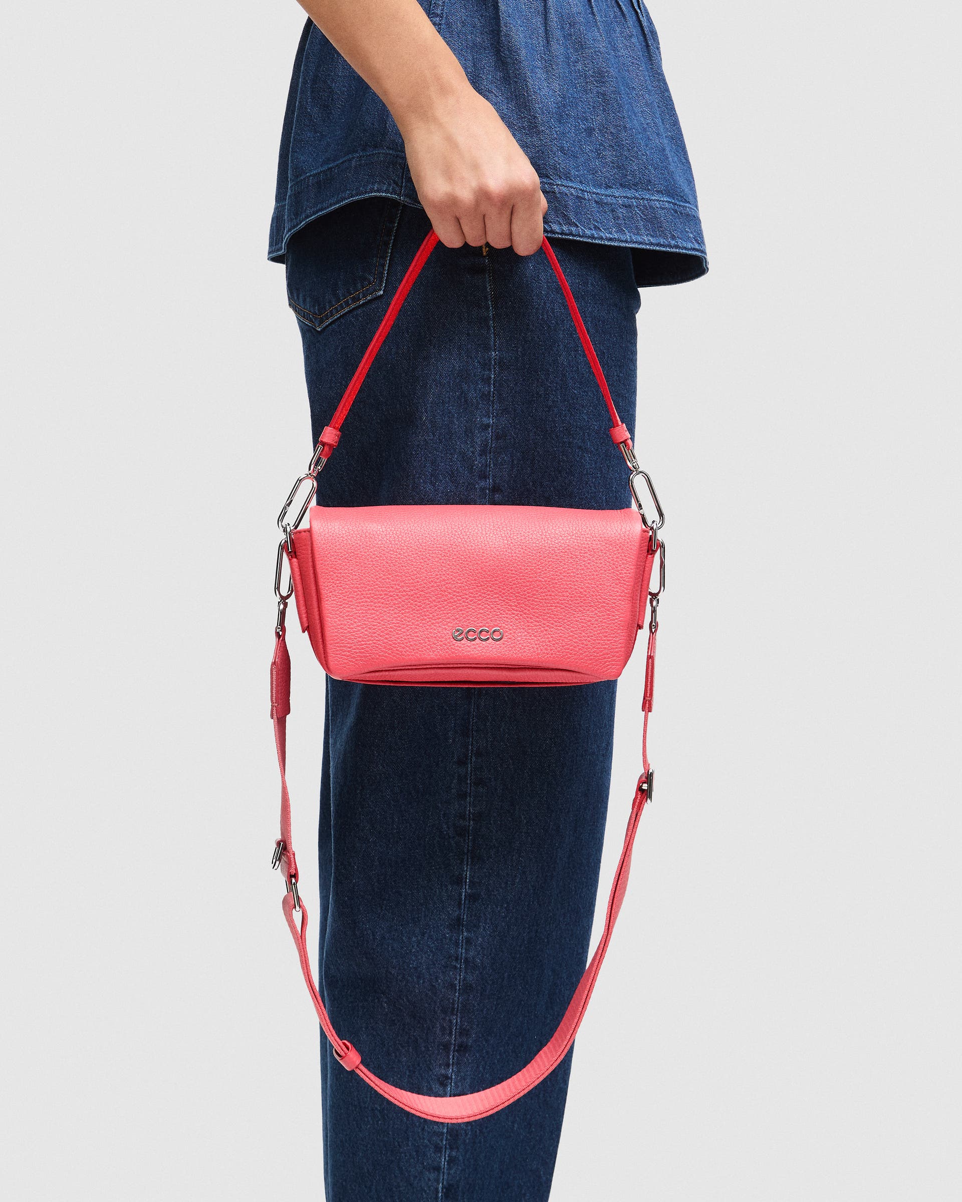 ECCO® PINCH Leather Pinch Crossbody Bag - Red - Lifestyle image-1