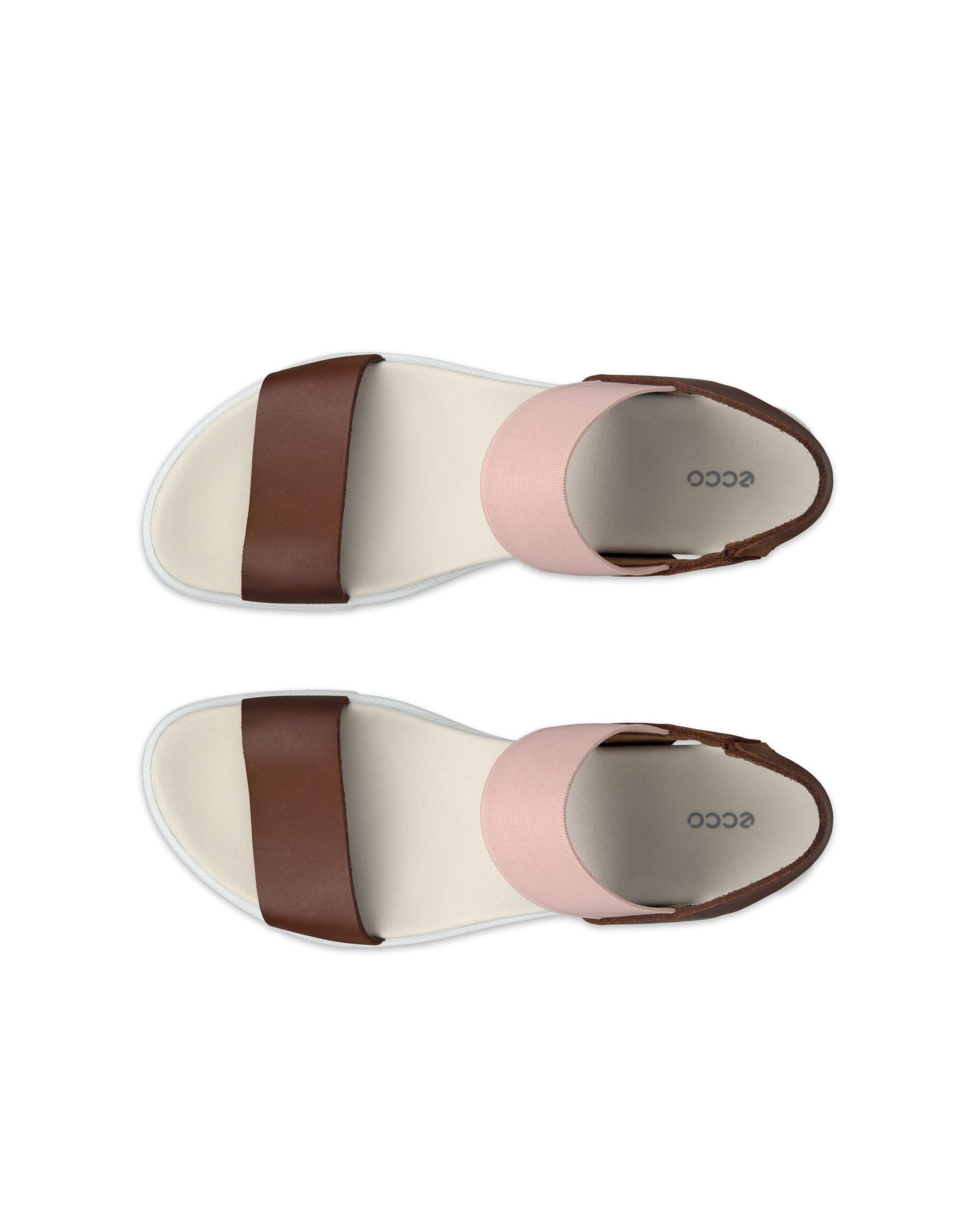 Women's ECCO® Damara Leather Sandal - Brown - Top left pair